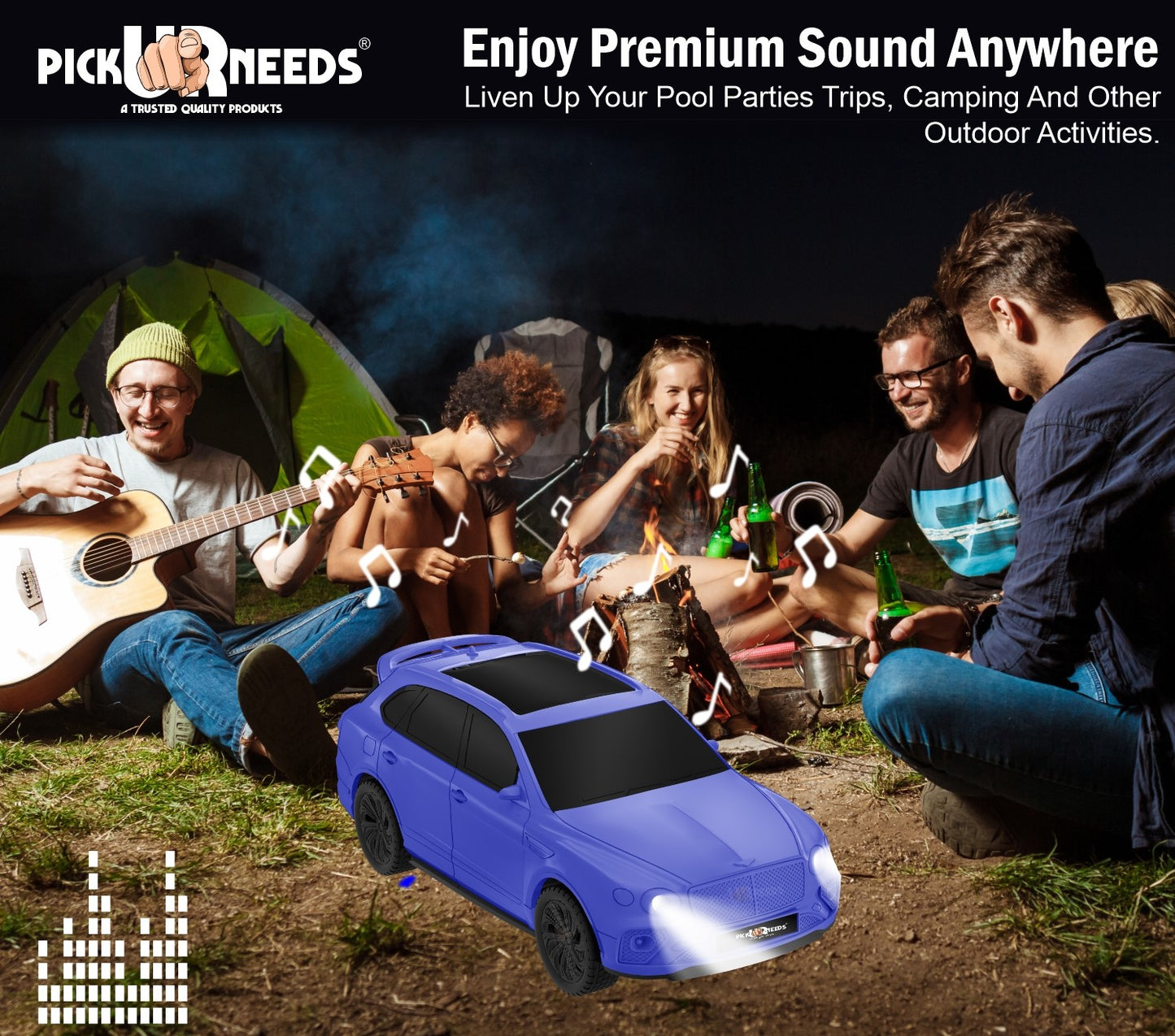 Pick Ur Needs Wireless Portable Mini Speaker- RGB Disco Light, 1200mAh, USB/TF/FM 5 W Bluetooth Speaker (Black, 5.0 Channel)