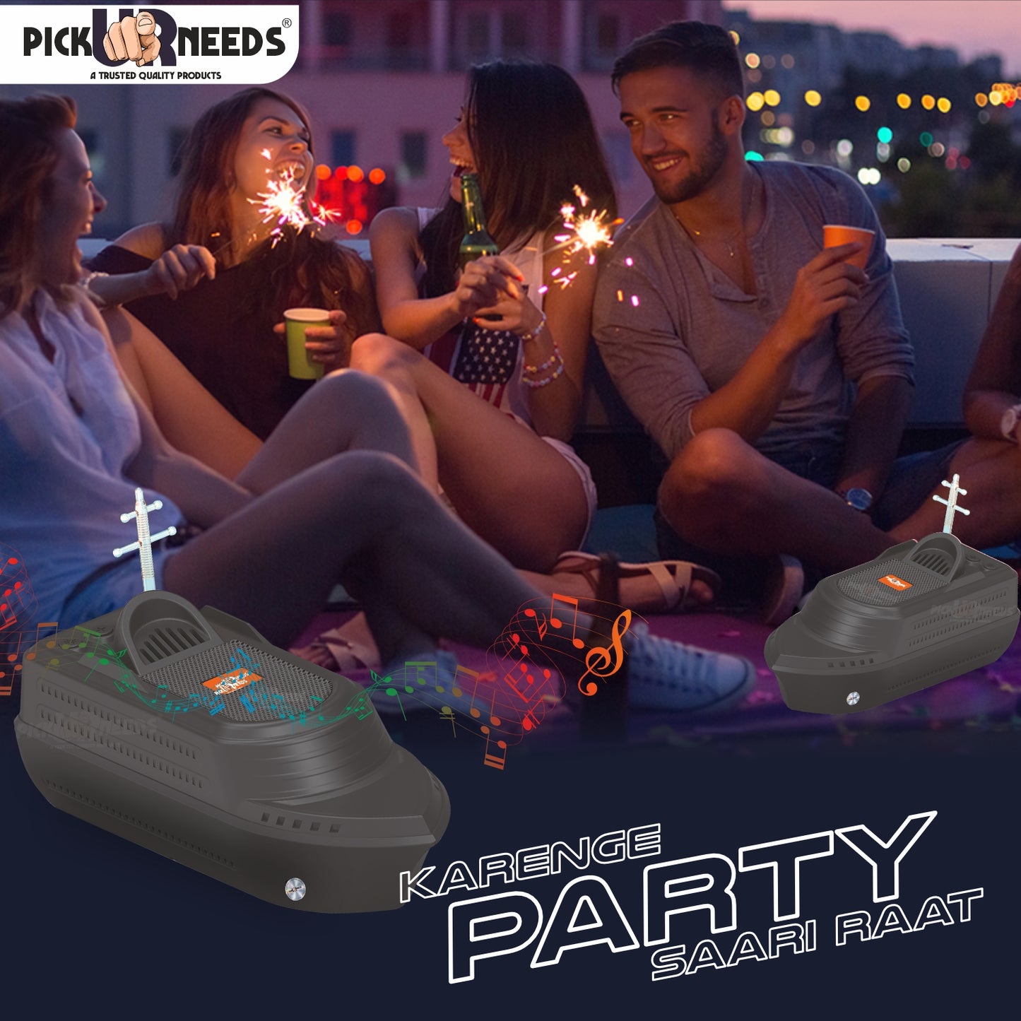 Pick Ur Needs 10W Portable Wireless Speaker 6H Playtime, 1200mAh Battery, USB Port, Parties 10 W Bluetooth Speaker (Green, 5.0 Channel)