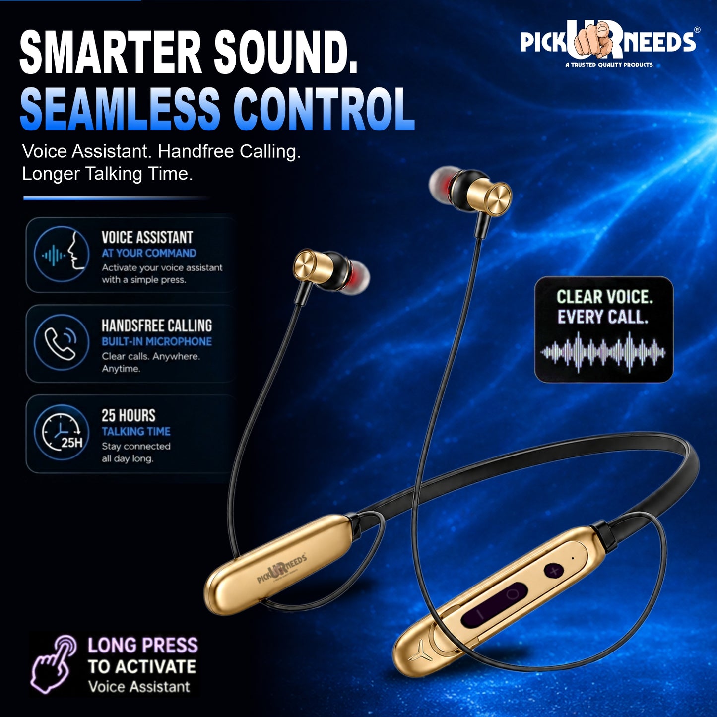 Stylish Premium Wireless Bluetooth Headphones with Powerful Bass