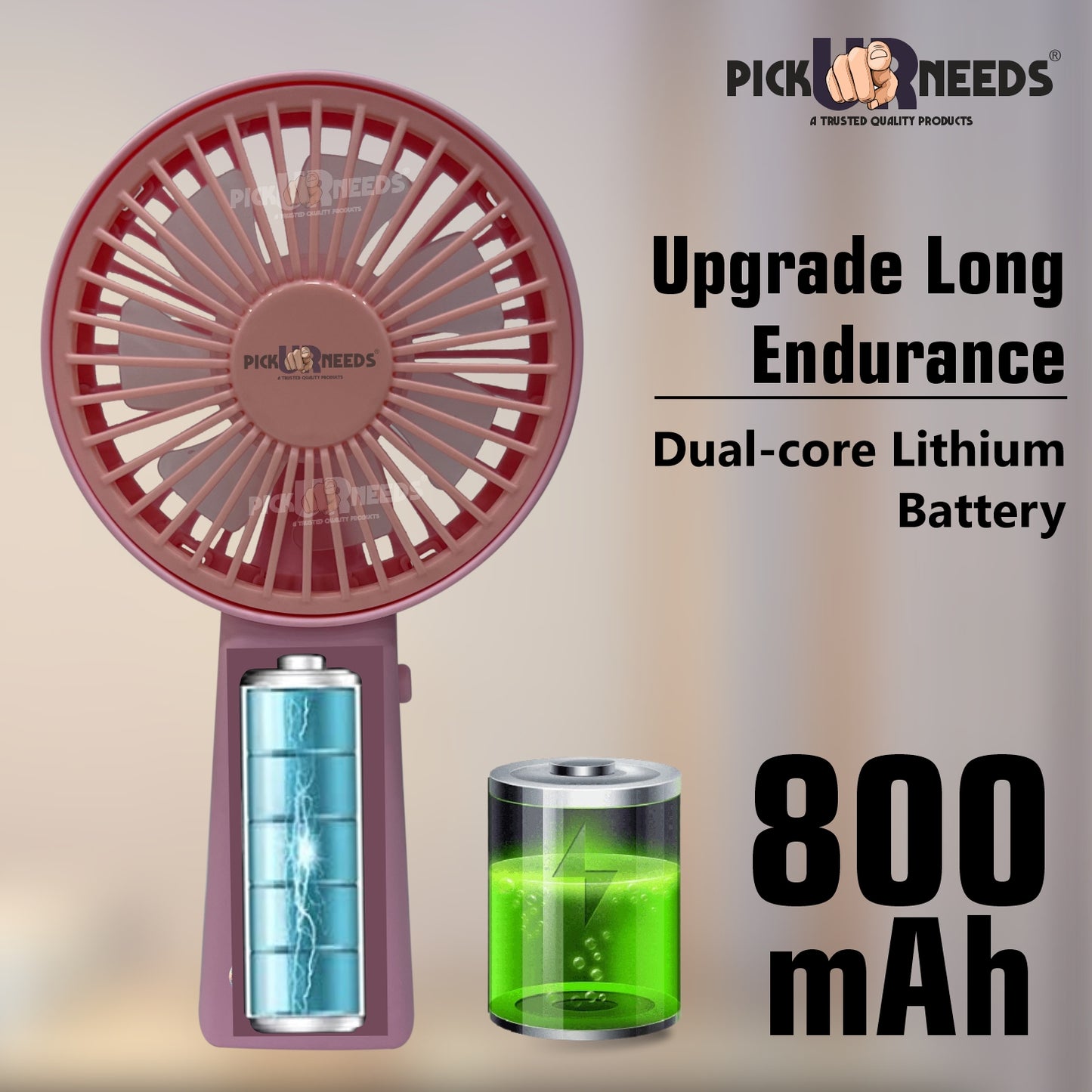 Pick Ur Needs Mini Handheld Rechargeable Fan For Home/Ofice USB Charging 2 Speed Mode Mini Pocket Fan