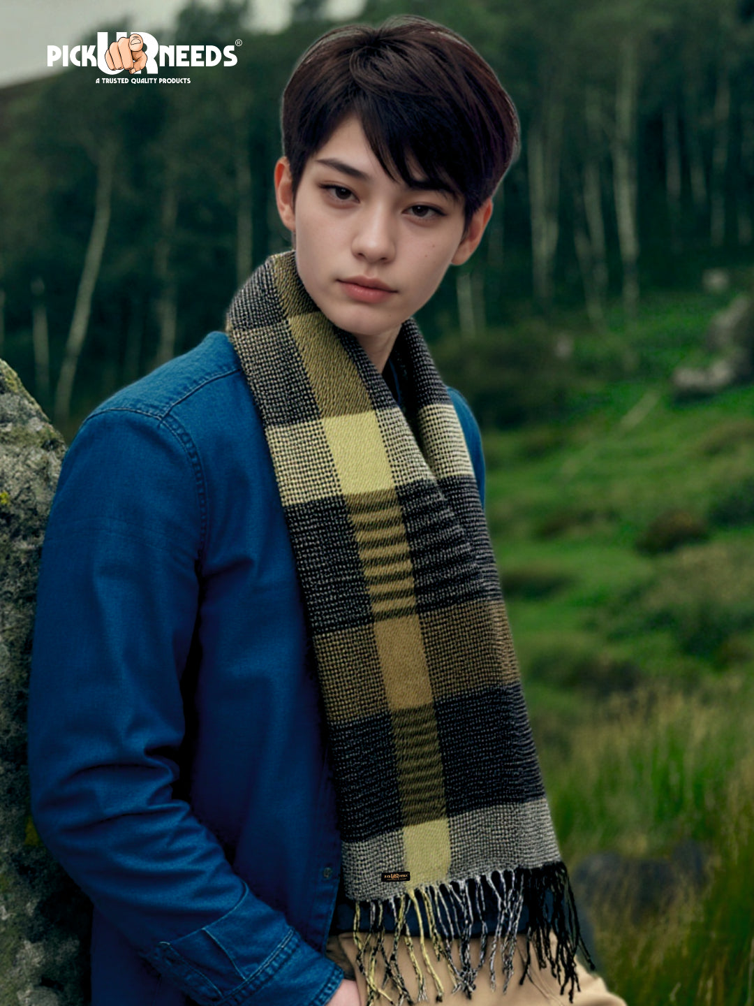 Pick Ur Needs Stylish Men’s Muffler – Warm, Soft & Trendy Winter Accessory