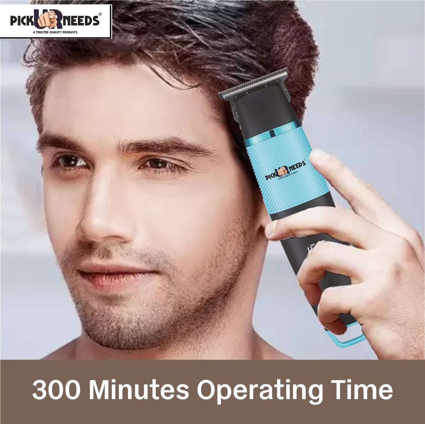 Pick Ur Needs 4 In 1 Blades Premium Look Rechargeable Hair Clipper / Shaver With Smart Display Trimmer 120 min Runtime 3 Length Settings (Blue)