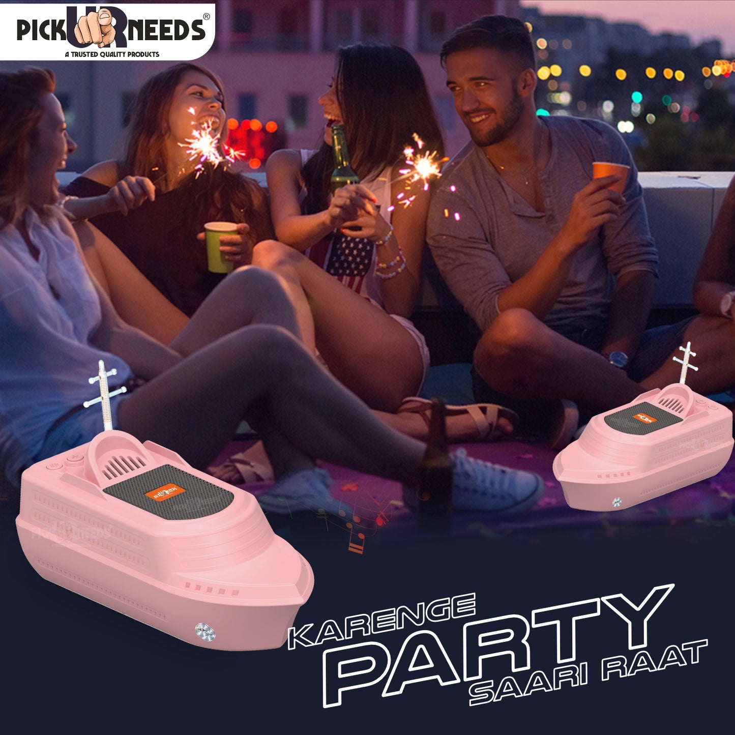 Pick Ur Needs 10W Portable Wireless Speaker 6H Playtime, 1200mAh Battery, USB Port, Parties 10 W Bluetooth Speaker (Green, 5.0 Channel)