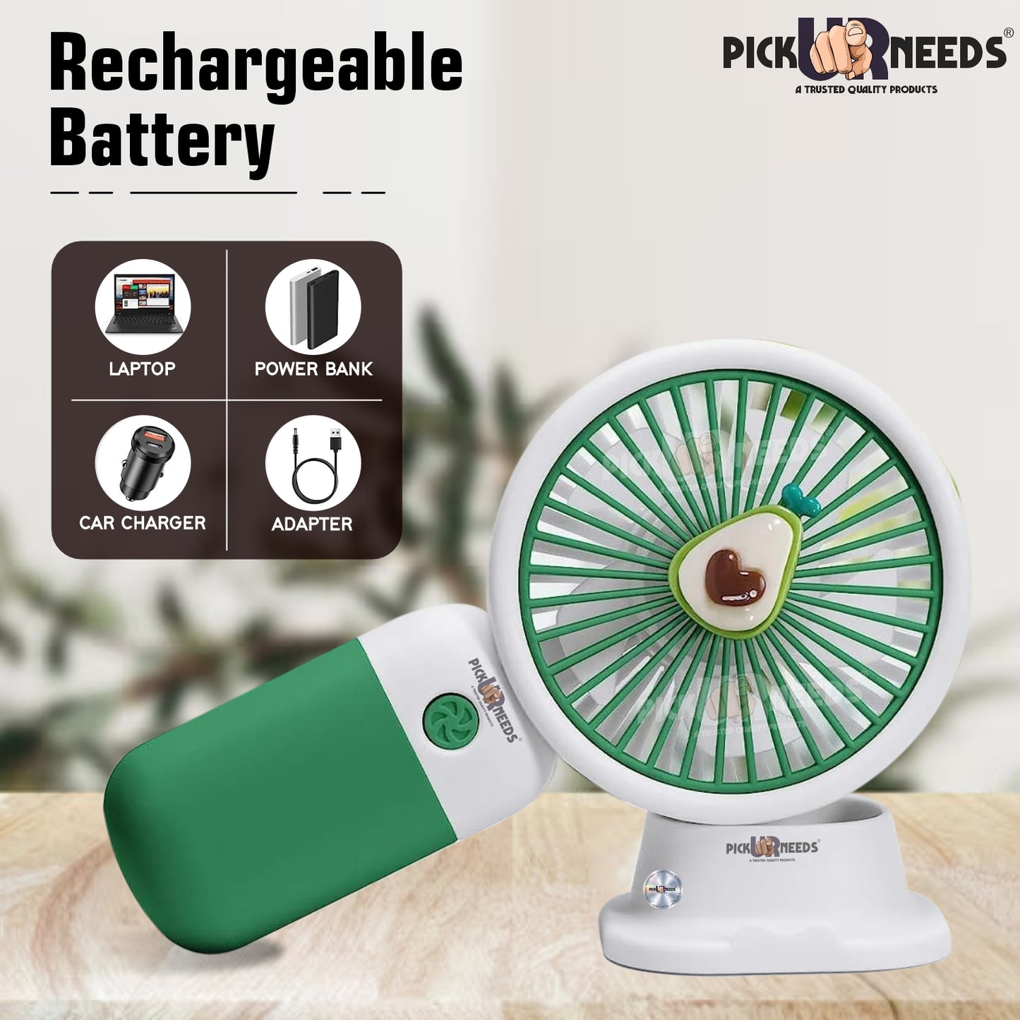 Pick Ur Needs Mini Fan Portable Design Rechargeable Battery Fan For Outdoor Camping Adventure