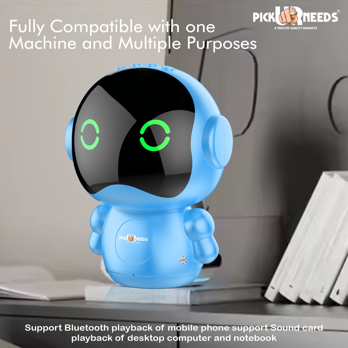 Pick Ur Needs Rechargeable Wireless Mini DJ Bluetooth Speaker HiFi Bass, LED Lights, 800mAh Battery, USB/TF Card/TWS Playback