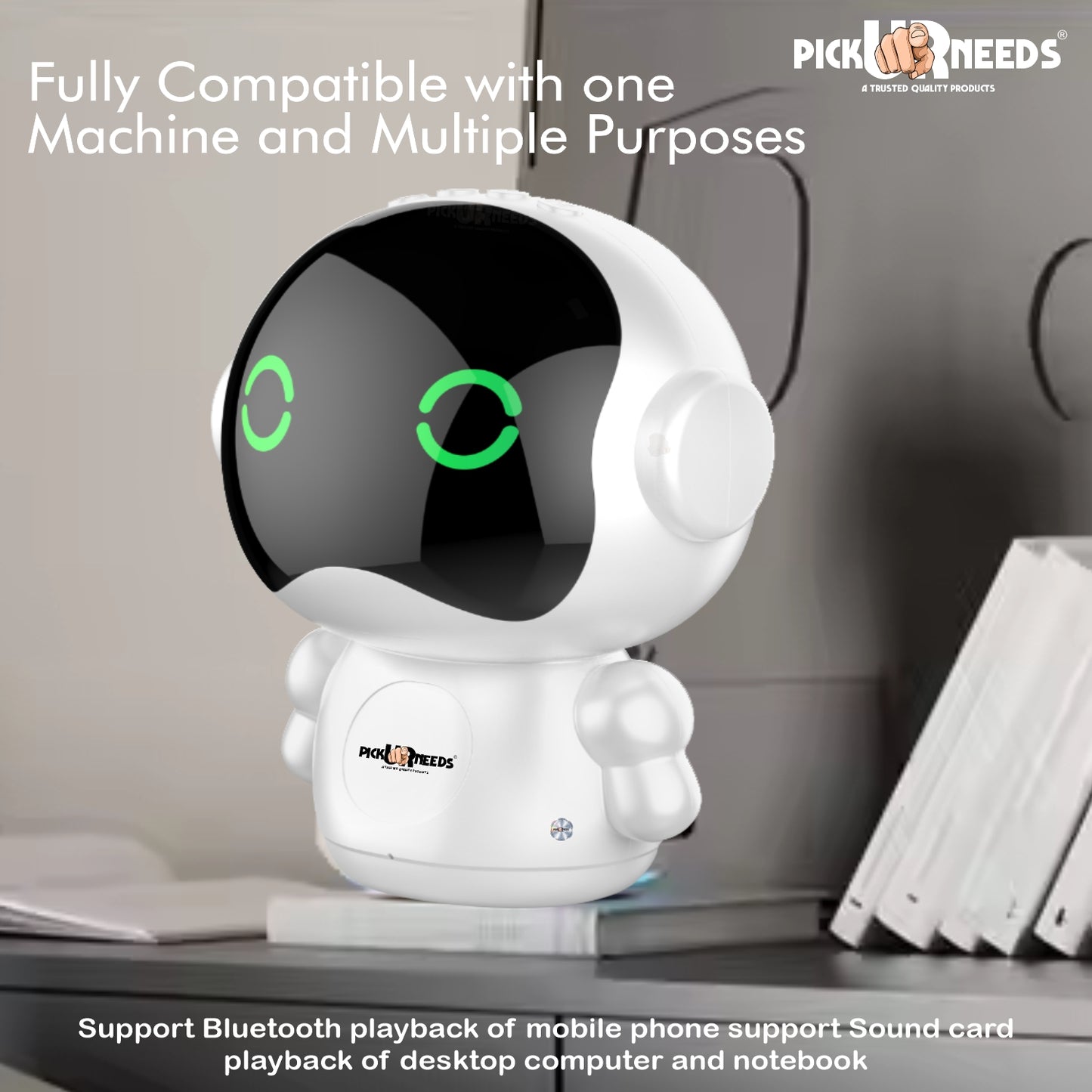 Pick Ur Needs Rechargeable Wireless Mini DJ Bluetooth Speaker HiFi Bass, LED Lights, 800mAh Battery, USB/TF Card/TWS Playback