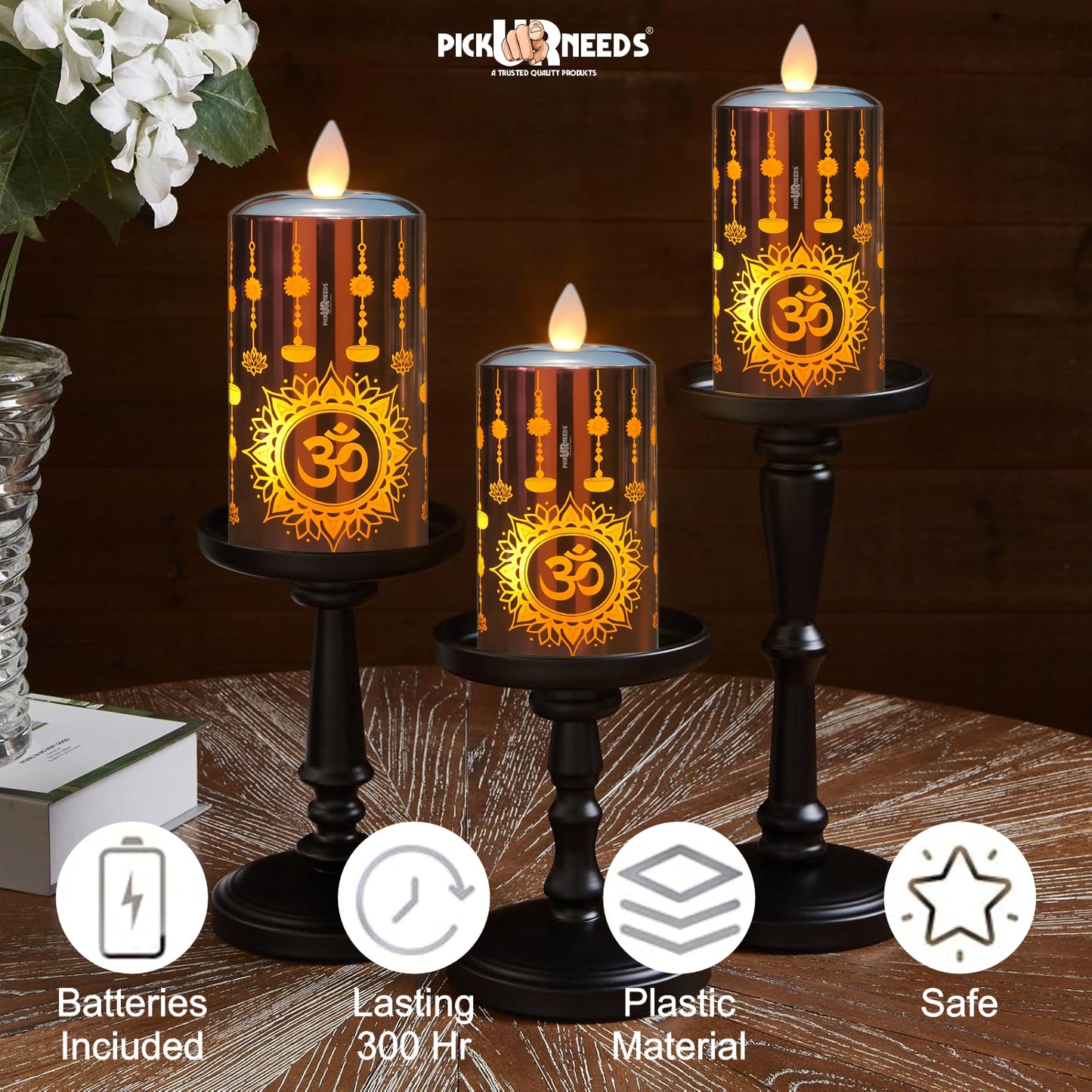 Pick Ur Needs Flameless Diya Flickering LED Tea Light Candle –Realistic Moving Flame | Battery Candle (Gold, Pack of 2)