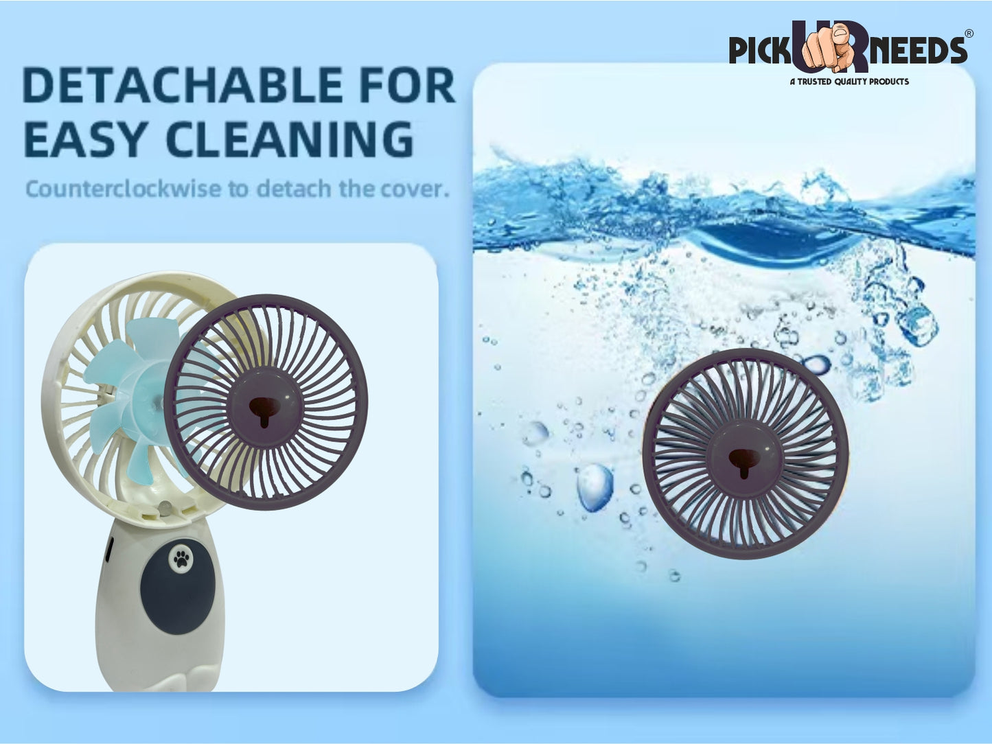Pick Ur Needs Mini Pocket Rechargeable Fan With USB Charge Support Rechargeable Battery Mini Portable Fan For Outdoor Usage Fan