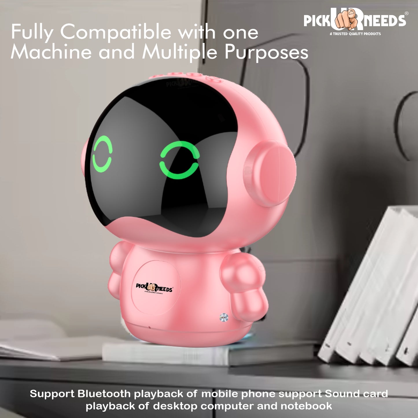 Pick Ur Needs Rechargeable Wireless Mini DJ Bluetooth Speaker HiFi Bass, LED Lights, 800mAh Battery, USB/TF Card/TWS Playback
