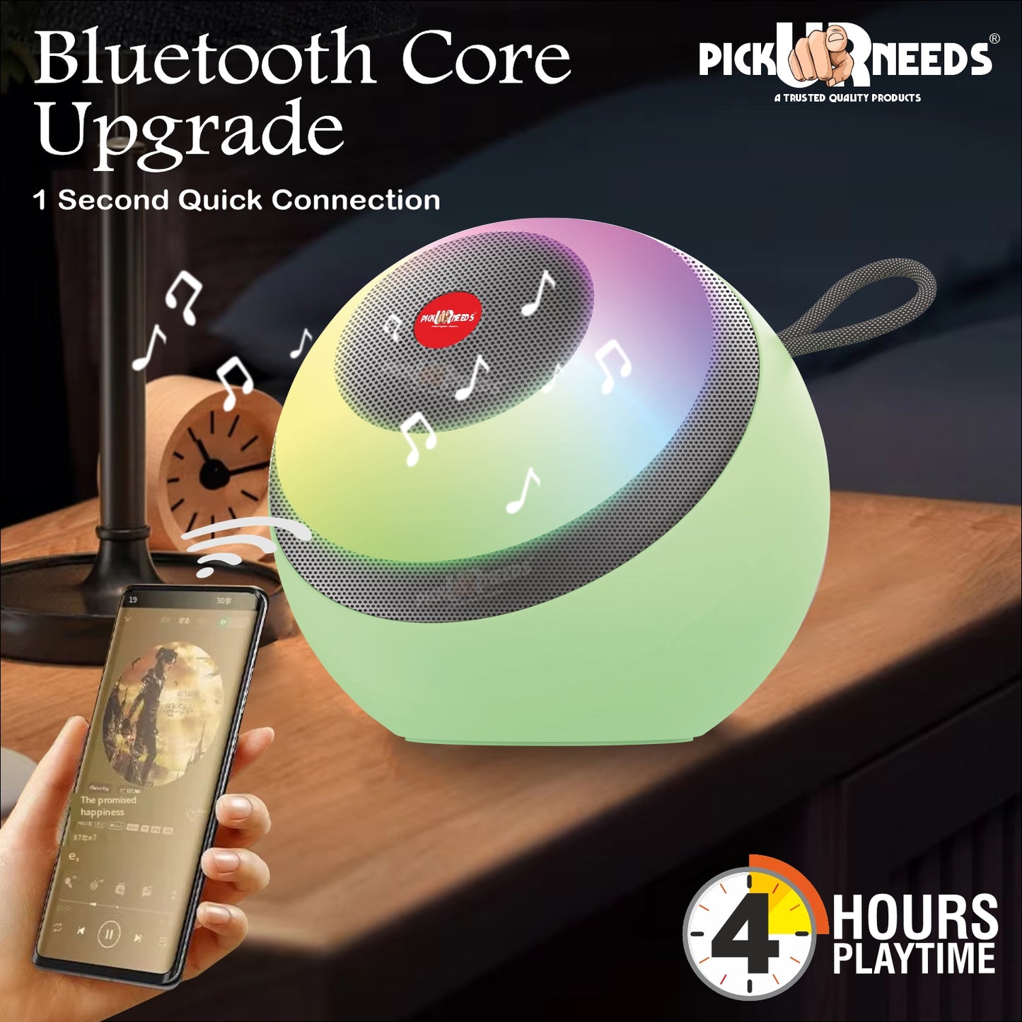 Pick Ur Needs Compact Rechargebale Wireless Speaker, RGB LED, 5W Bluetooth Speaker (Blue)
