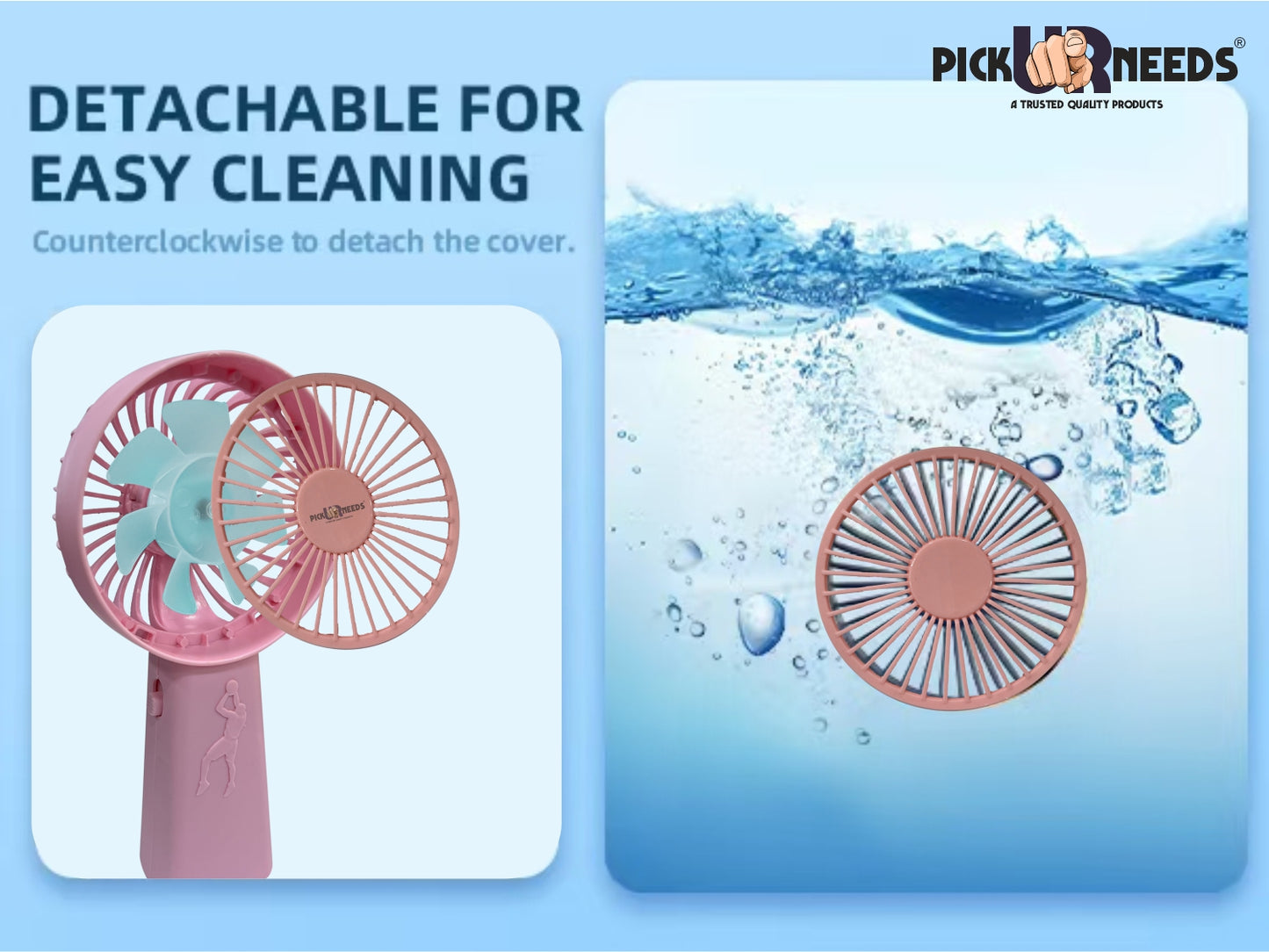 Pick Ur Needs Mini Handheld Rechargeable Fan For Home/Ofice USB Charging 2 Speed Mode Mini Pocket Fan