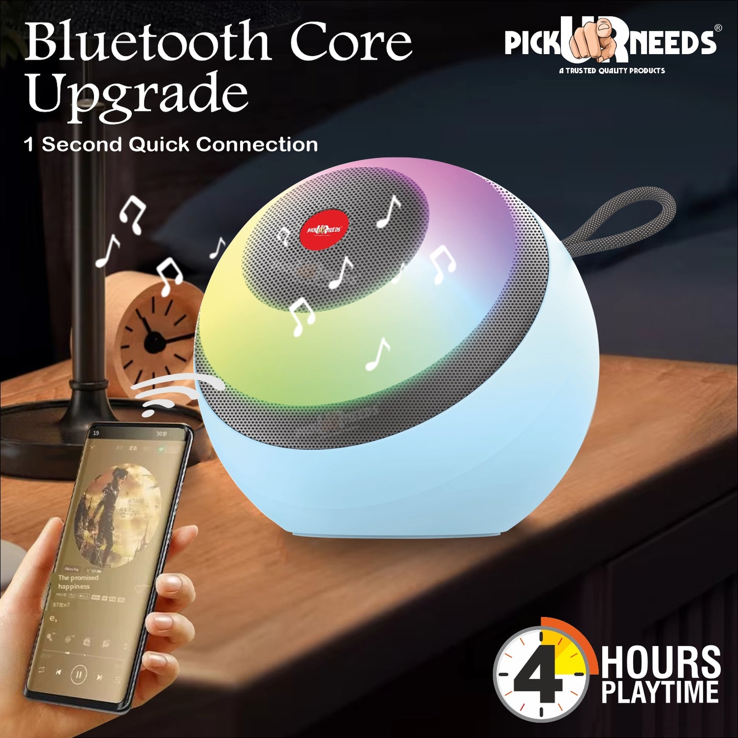 Pick Ur Needs Compact Rechargebale Wireless Speaker, RGB LED, 5W Bluetooth Speaker (Blue)