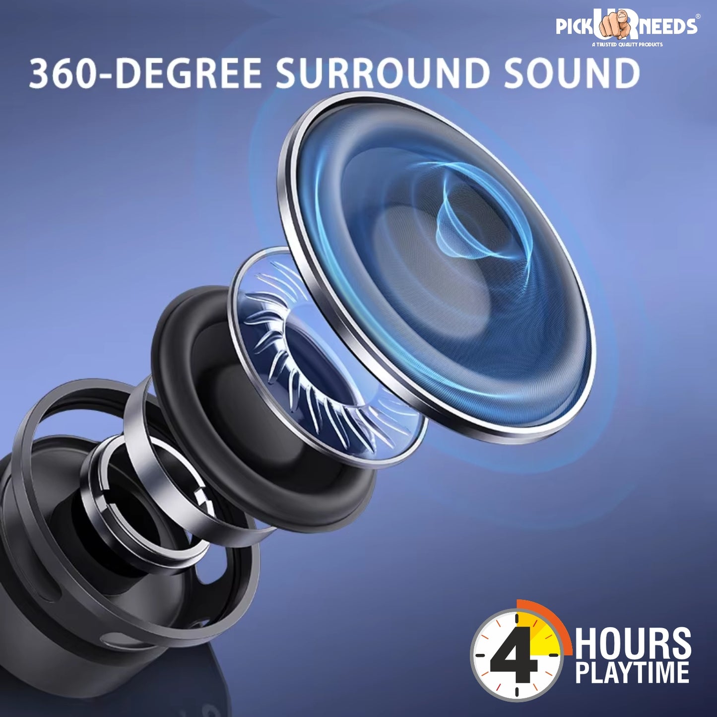 Pick Ur Needs Compact Rechargeable Boom Bass Wireless Speakers - RGB LED Light, 4Hrs, 1200mAh 5 W Bluetooth Speaker (Black, 5.0 Channel)