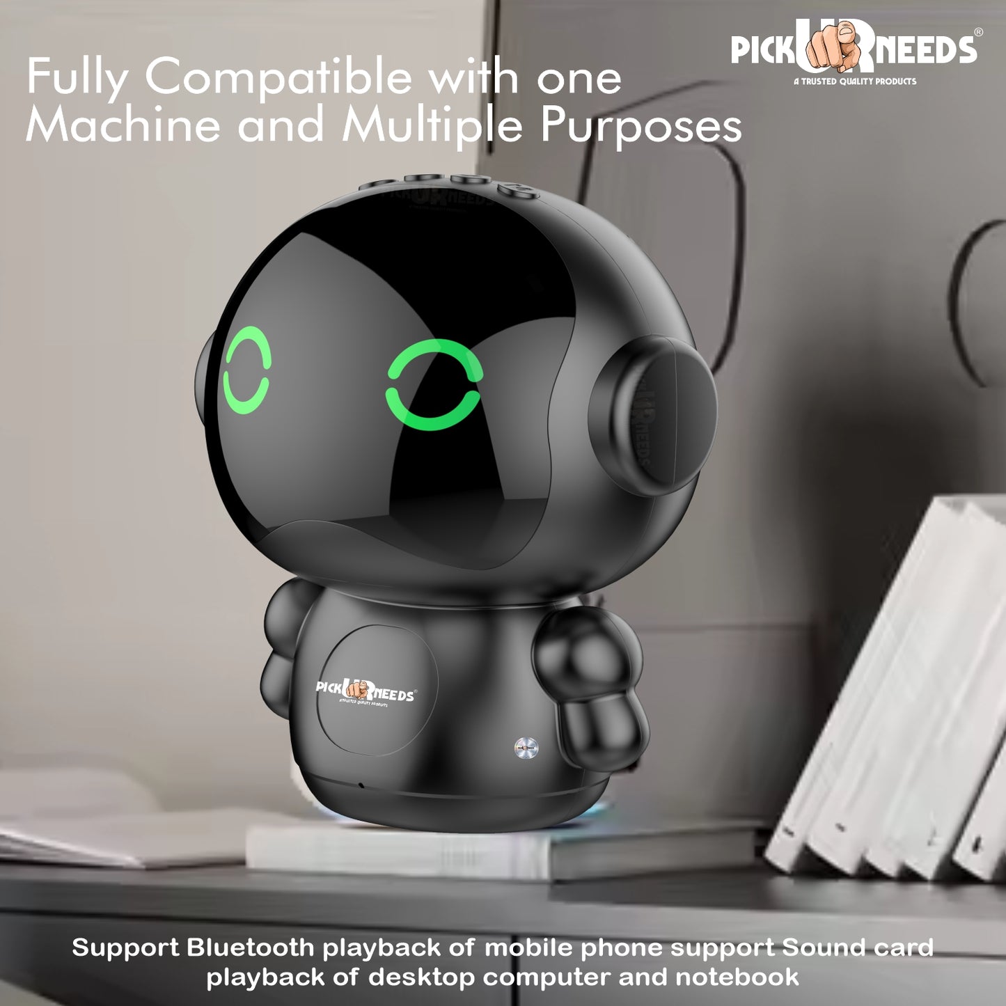 Pick Ur Needs Rechargeable Wireless Mini DJ Bluetooth Speaker HiFi Bass, LED Lights, 800mAh Battery, USB/TF Card/TWS Playback