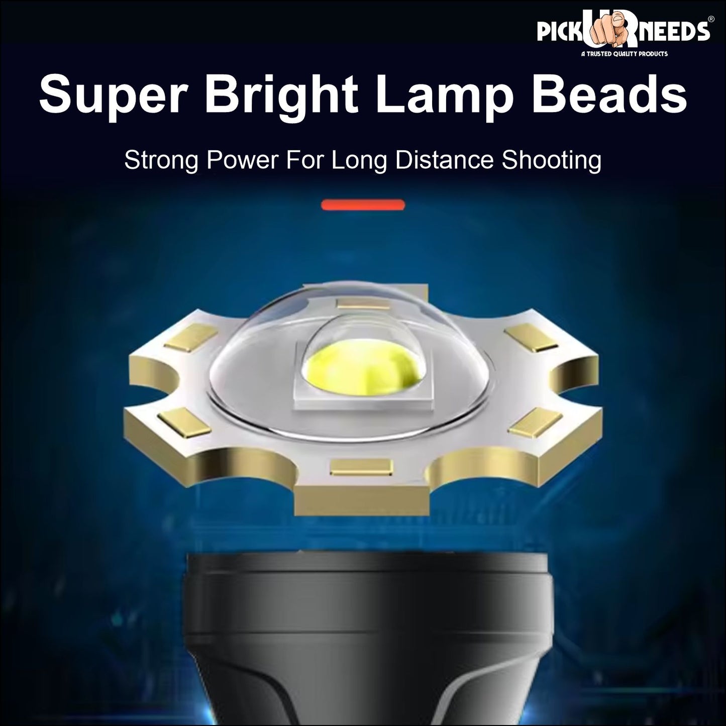 Pick Ur Needs Zoomable Focus High Power Super Bright Flashlight Two Mode 75W Laser + Side COB 5 hrs Torch Emergency Light (Black)
