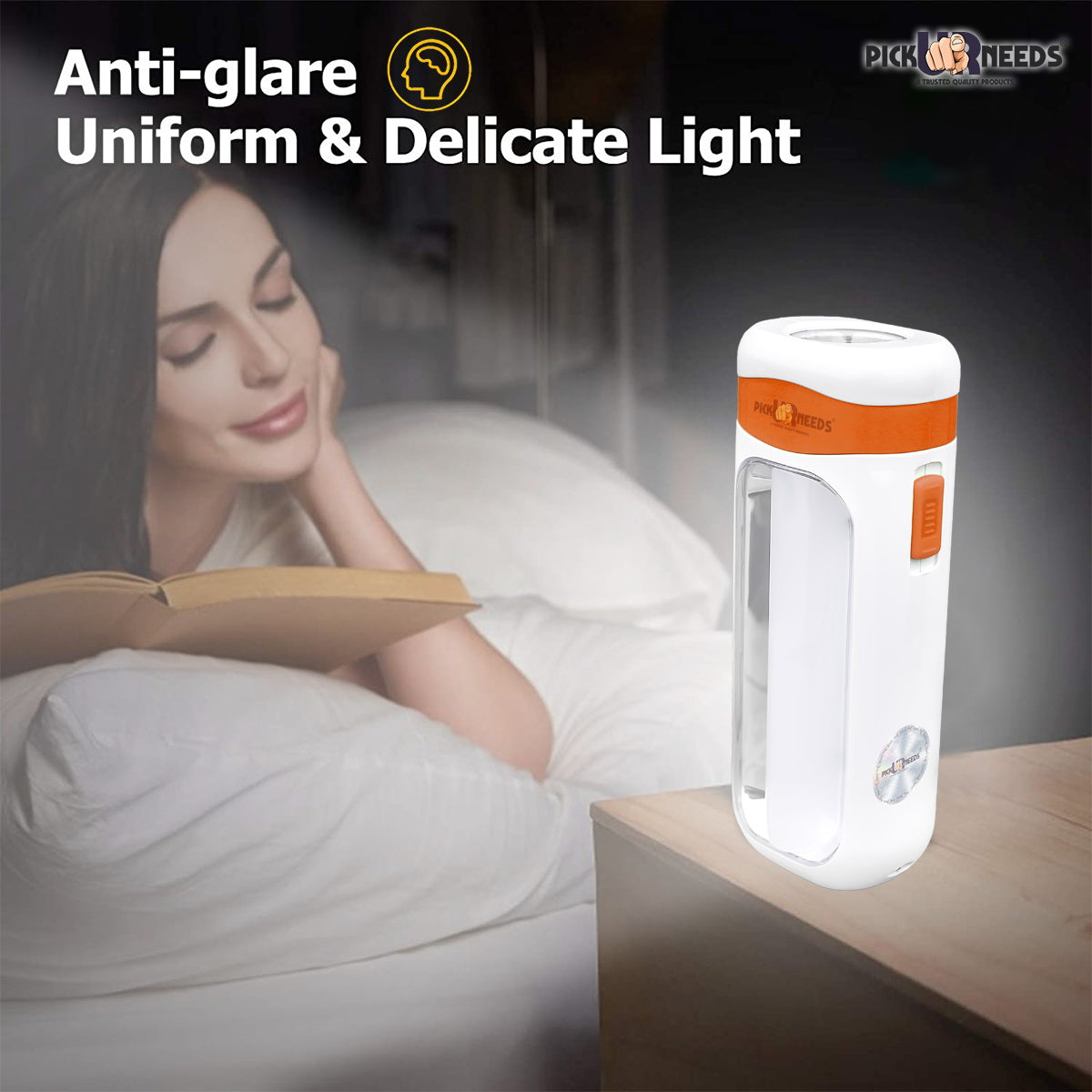 Pick Ur Needs Mini Home Emergency Rechargeable LED Floor Light Lamp with 4 hrs Lantern Emergency Light (Orange) Pack of 2