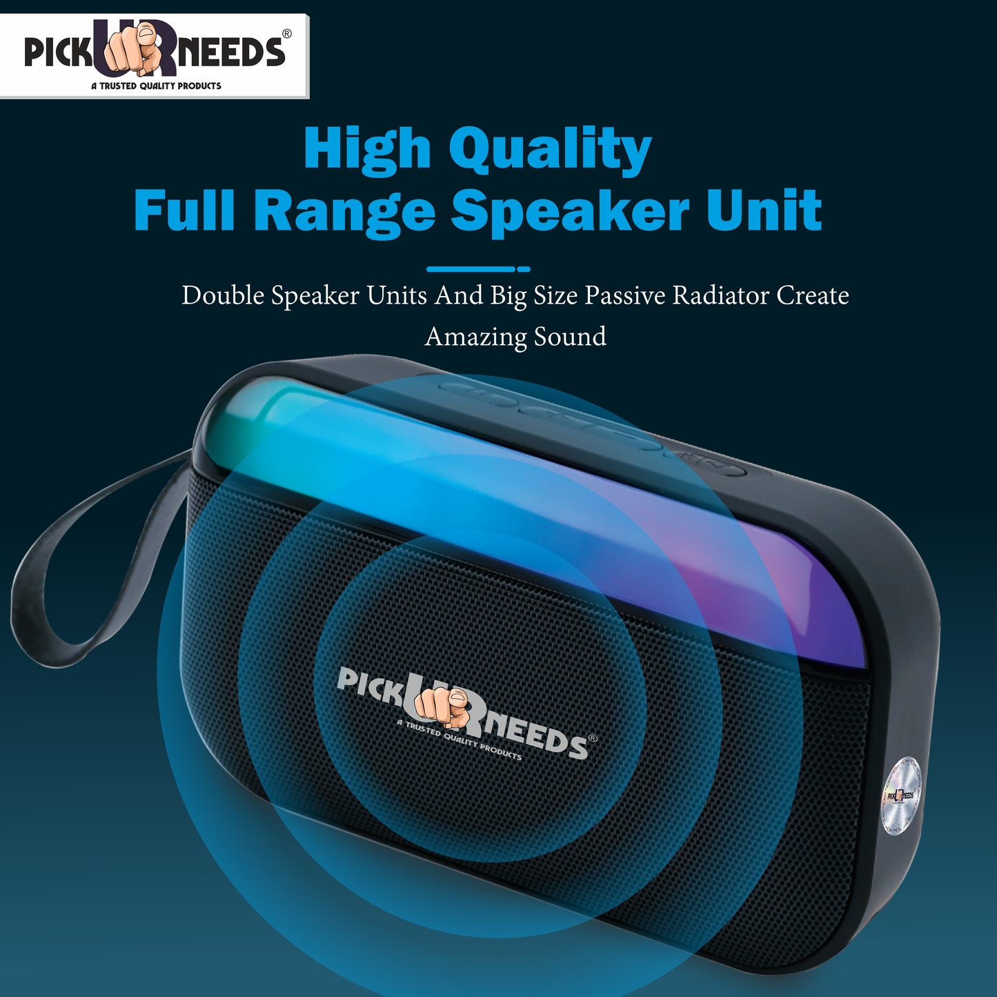Pick Ur Needs Portable Wireless Speaker With RGB Light TF Card/USB Device Hands Free Calling 5 W Bluetooth Speaker (Blue, 5.0 Channel)