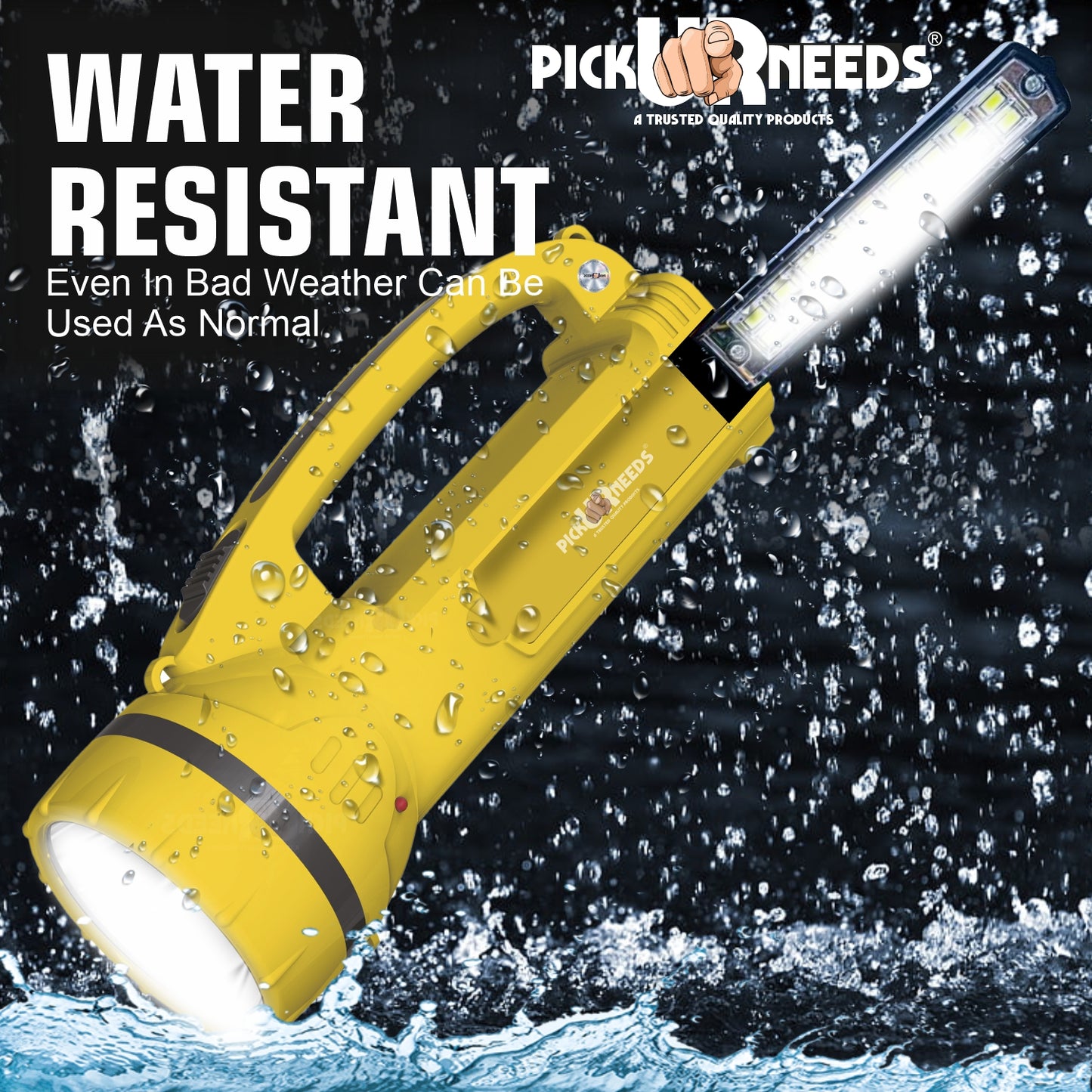 Pick Ur Needs 50W Long Range Rechargeable Search Laser with 1500mAh Battery, 18 SMD Bright 8 hrs Torch Emergency Light (Yellow)