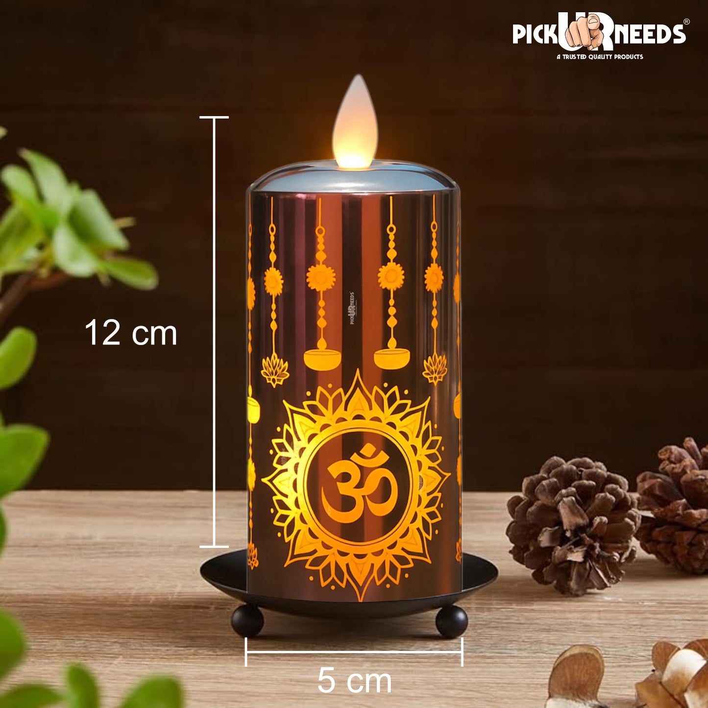 Pick Ur Needs Flameless Diya Flickering LED Tea Light Candle –Realistic Moving Flame | Battery Candle (Gold, Pack of 2)