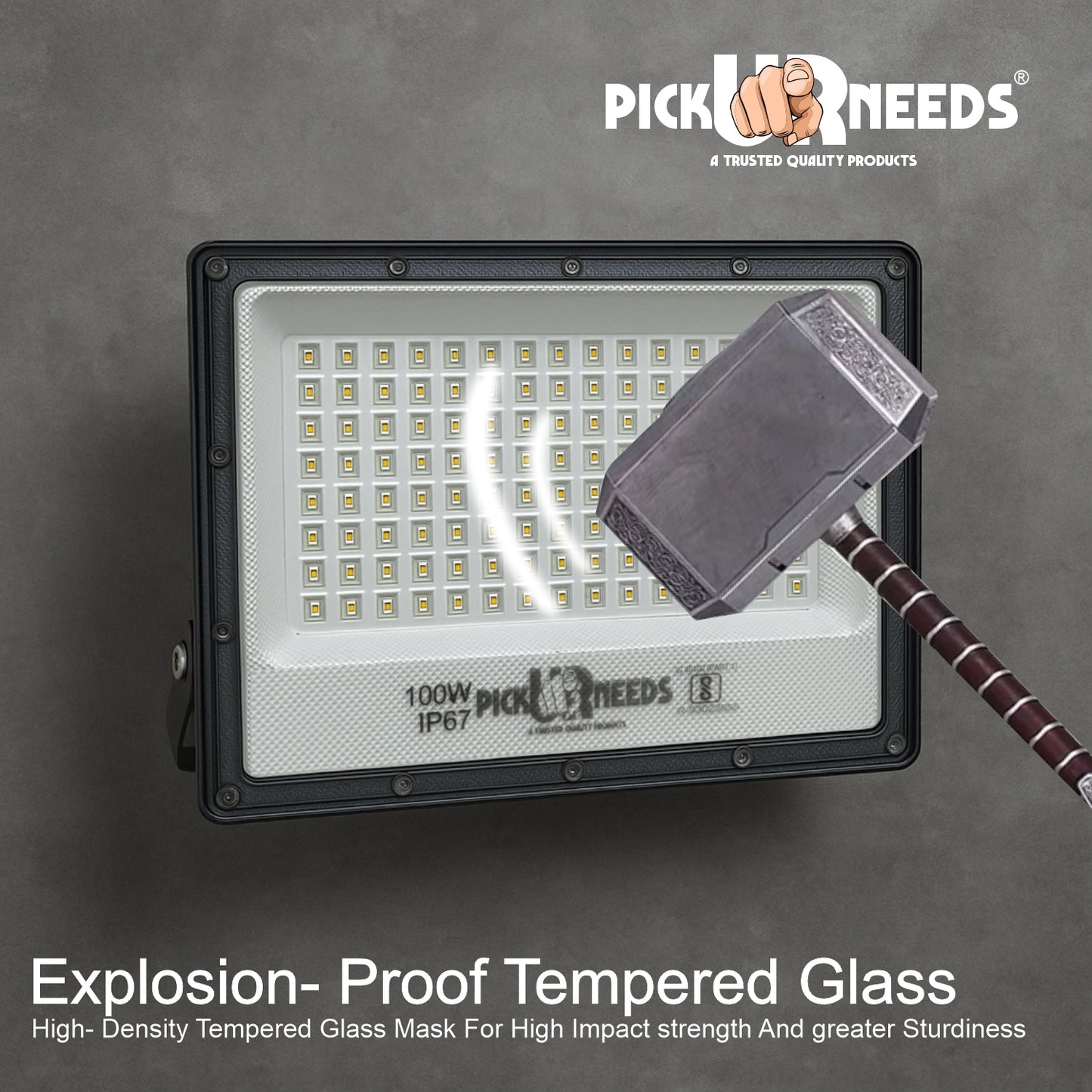Pick Ur Needs 100W Lens Flood Light With Extension Bracket 120 Bright SMD LED IP67 Waterproof 0 hrs Flood Lamp Emergency Light (White) pack of 3