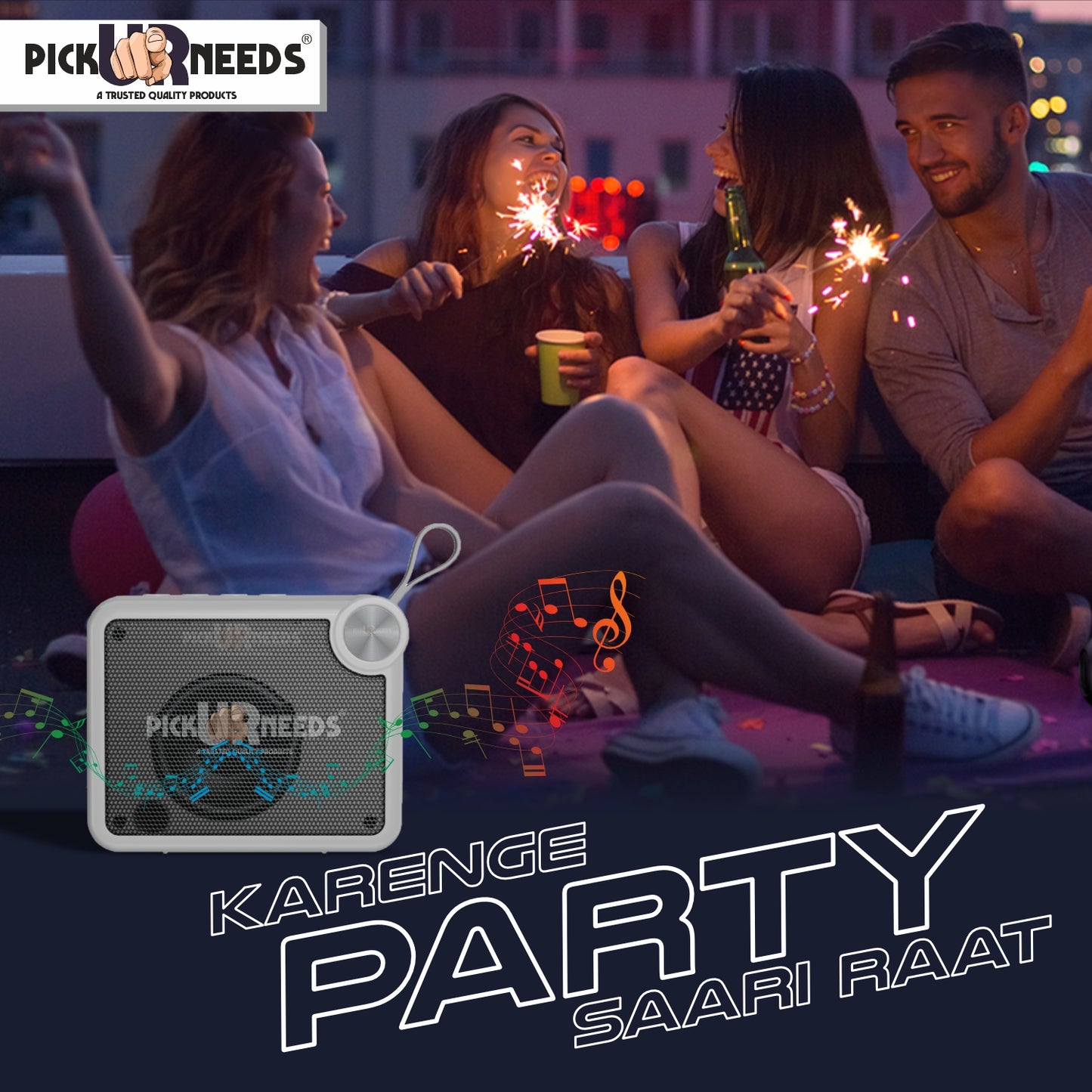 Pick Ur Needs Rechargeable Box Sound Wireless Speaker 5W – TWS, 4H Playback, TF/SD/USB/FM 5 W Bluetooth Speaker (Black, 5.0 Channel)