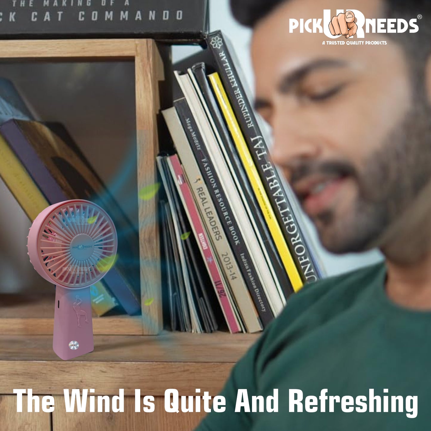 Pick Ur Needs Mini Handheld Rechargeable Fan For Home/Ofice USB Charging 2 Speed Mode Mini Pocket Fan