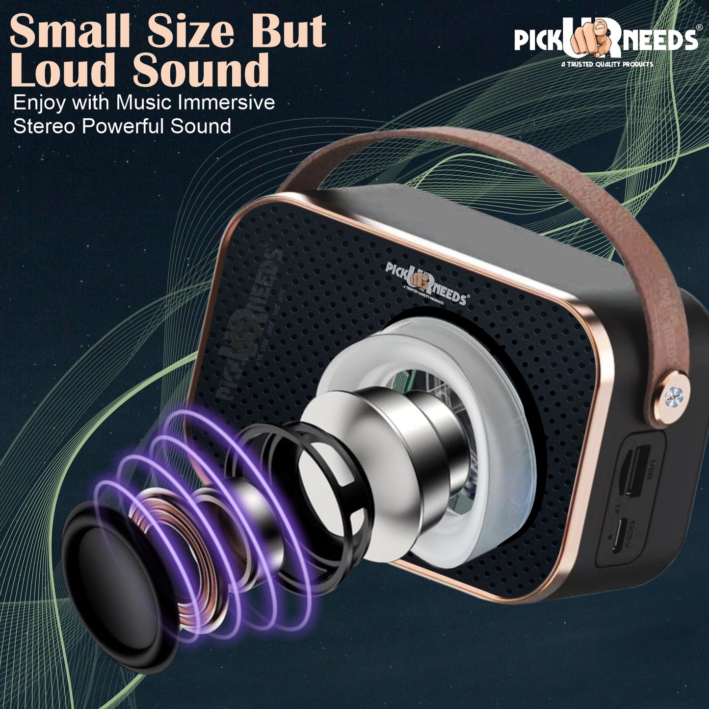 Pick Ur Needs Portable Wireless Bluetooth Speaker With Premium Design TF Card/ USB Support TWS 5 W Bluetooth Speaker (Cream, 5.0 Channel)