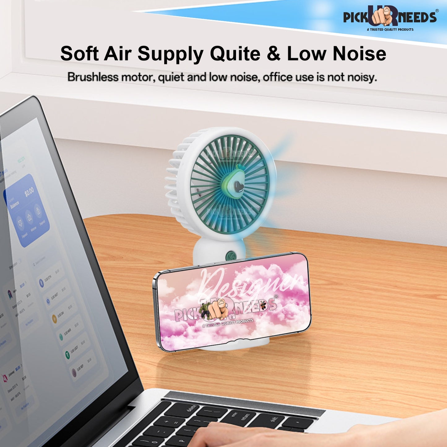 Pick Ur Needs Mini Fan Portable Design Rechargeable Battery Fan For Outdoor Camping Adventure