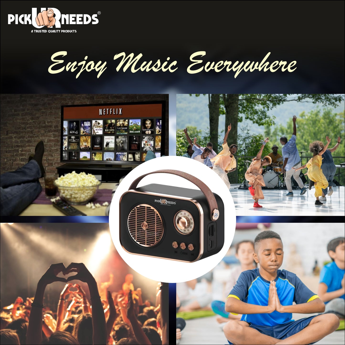 Pick Ur Needs Portable Wireless Bluetooth Speaker With Premium Design TF Card/ USB Support TWS 5 W Bluetooth Speaker (Cream, 5.0 Channel)