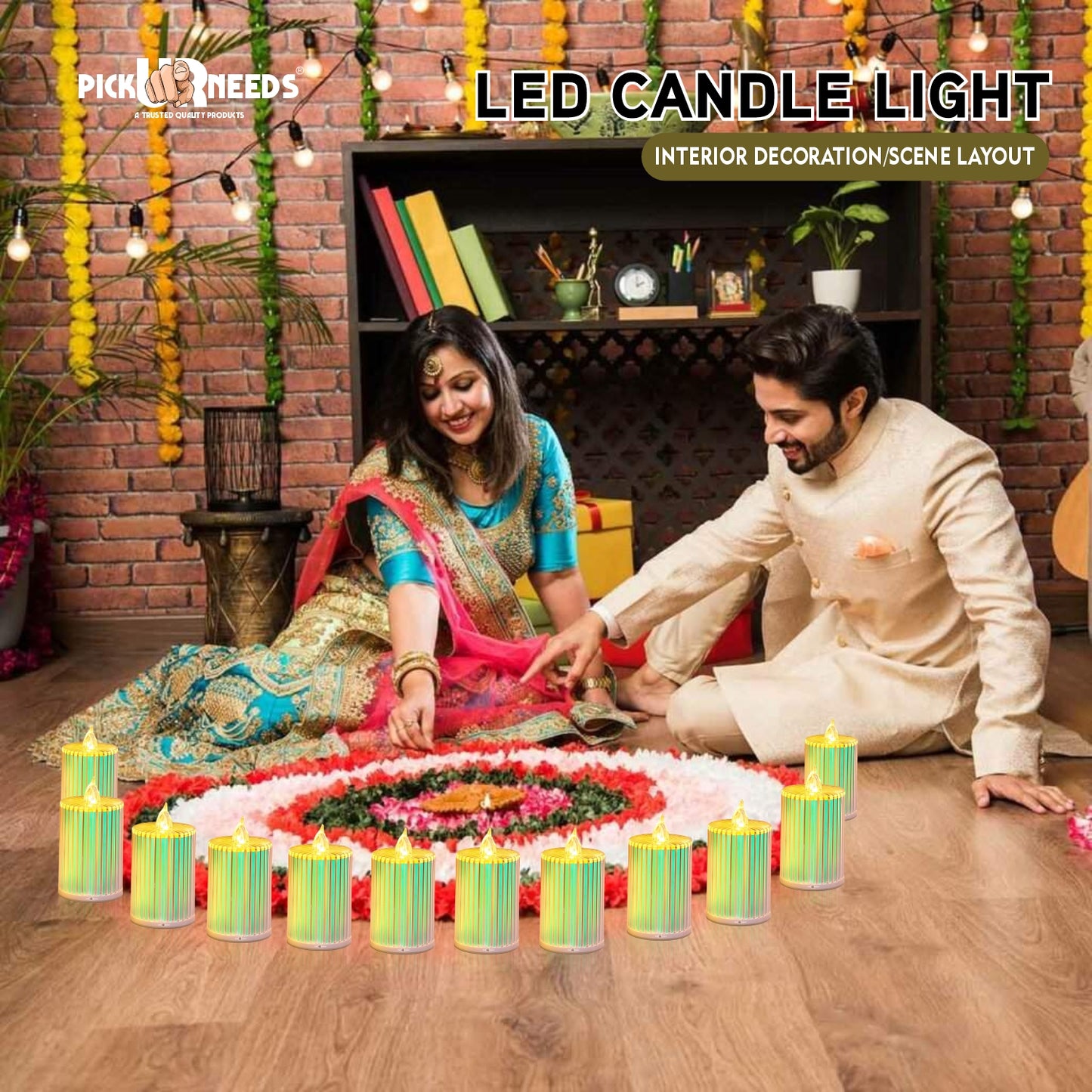 Pick Ur Needs Flameless LED Candle Light with Warm Yellow Flickering Artificial Candle for Home Decor, Festival & Romantic Lighting Pack of 6