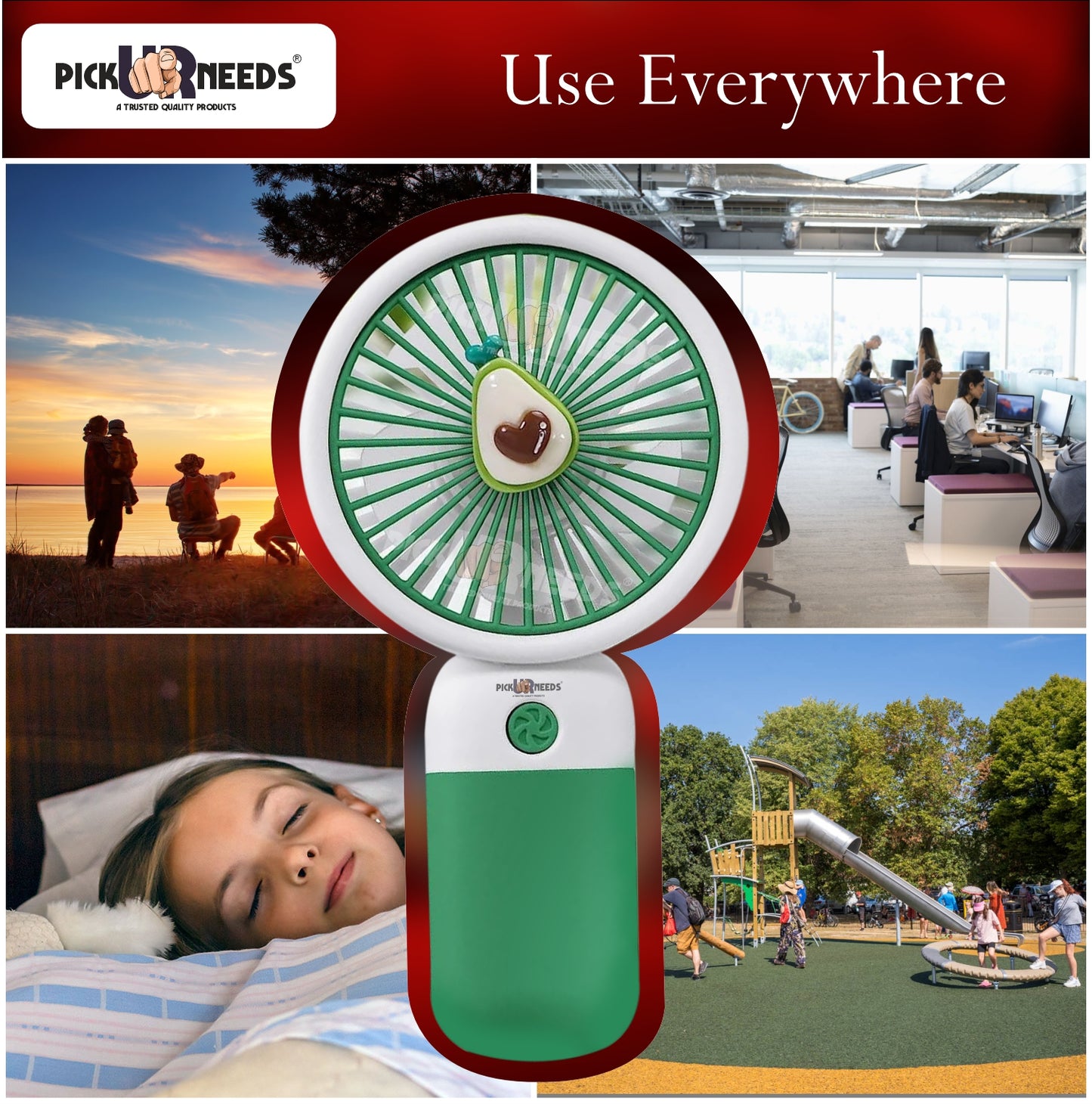 Pick Ur Needs Mini Fan Portable Design Rechargeable Battery Fan For Outdoor Camping Adventure