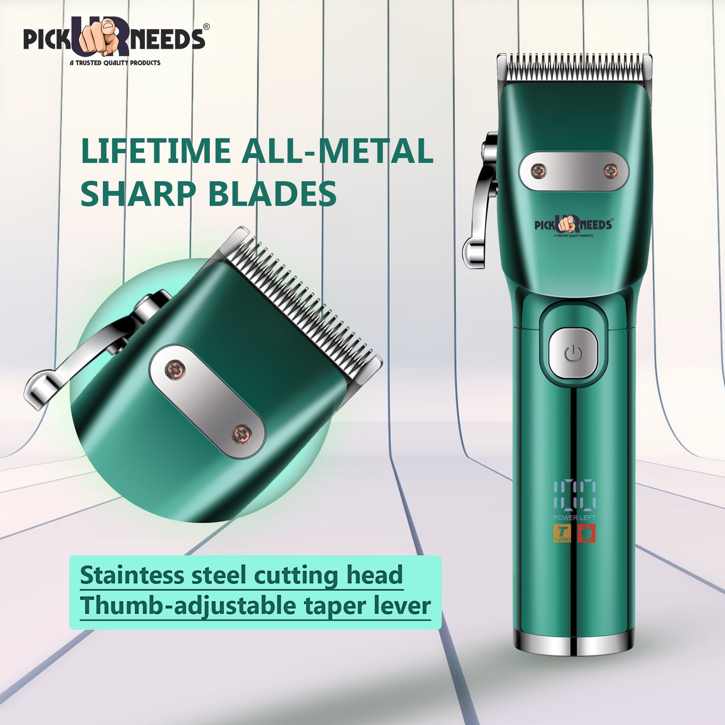 Professional Pick Ur Needs Hair Clipper / Shaver / Trimmer For Men Metal Body With LED Display Shaver For Men (Red)