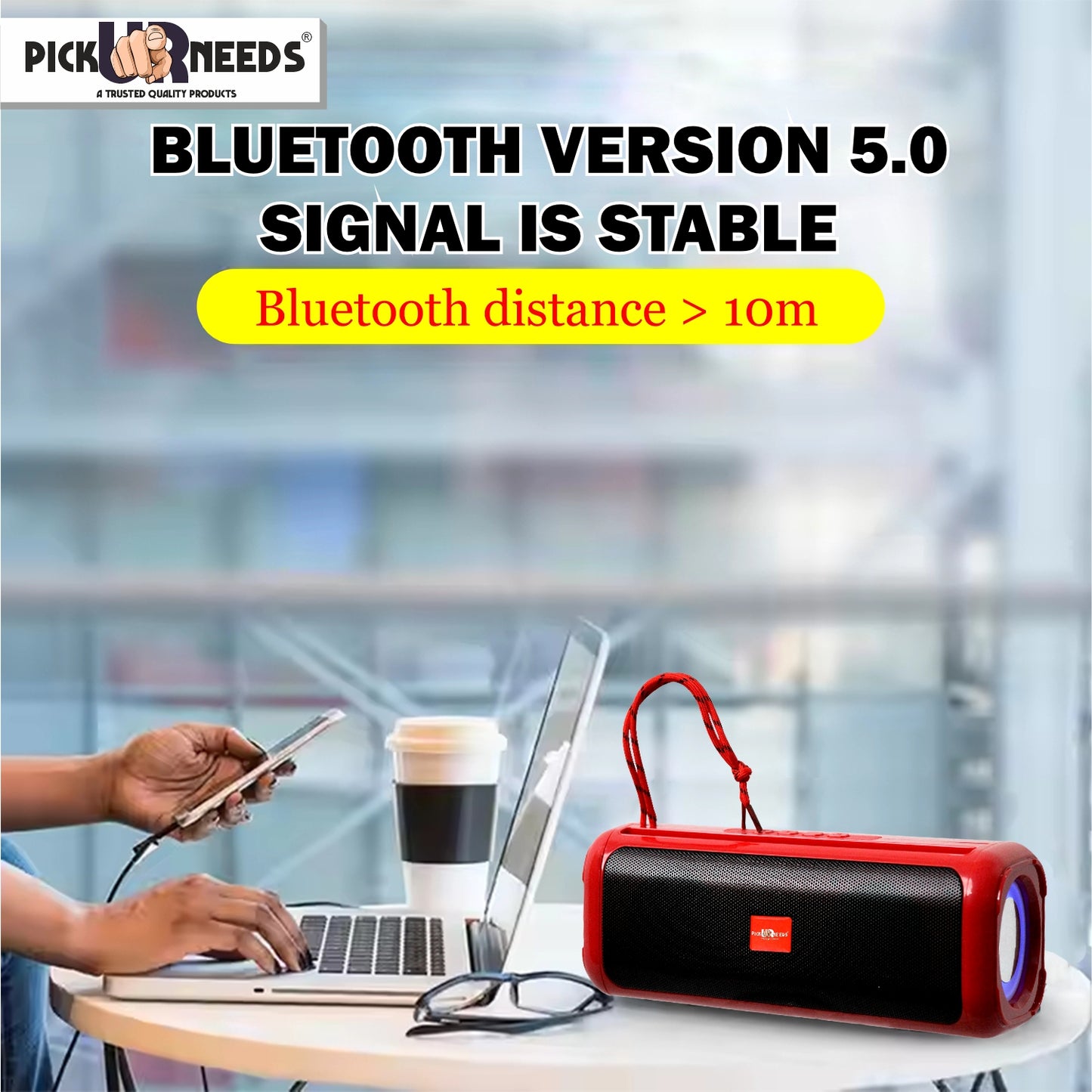 Pick Ur Needs Rechargable Portable Wireless 10W Bluetooth Speaker with 2 Soundbar &USB Support 10 W Bluetooth Soundbar (Black, 5.2.4 Channel)