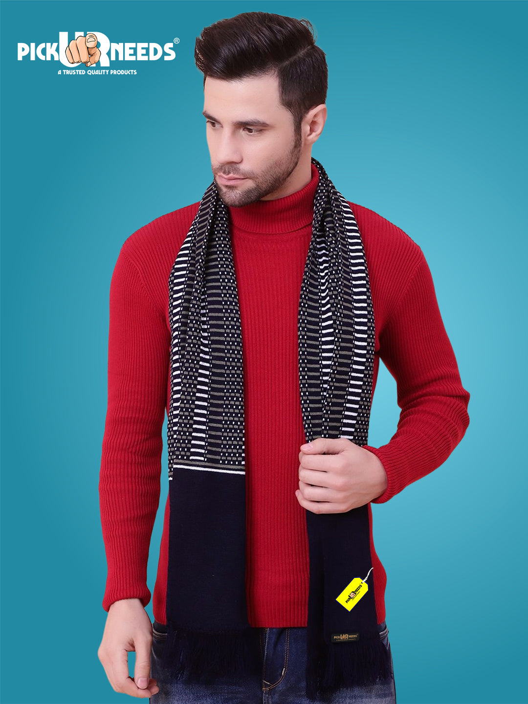 Pick Ur Needs Premium Winter Muffler for Men Soft Woolen Knitted Scarf for Warmth & Style
