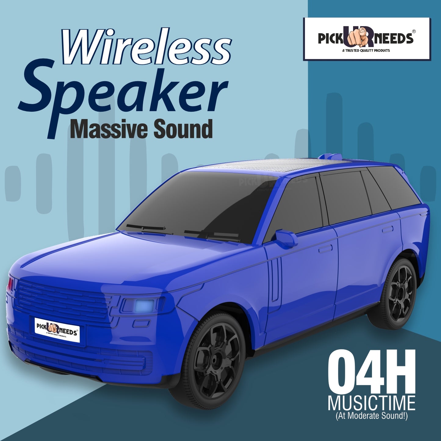 Pick Ur Needs Car Design Wireless Speaker USB / TF Card / FM Support RGB Light 1200mAh Battery 10 W Bluetooth Speaker