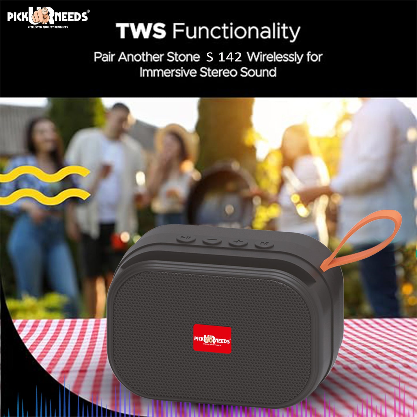 Pick Ur Needs Wireless 2 Side Loud Speaker With USB / TF Card Support 5 W Bluetooth Speaker (Blue, 5.0 Channel)