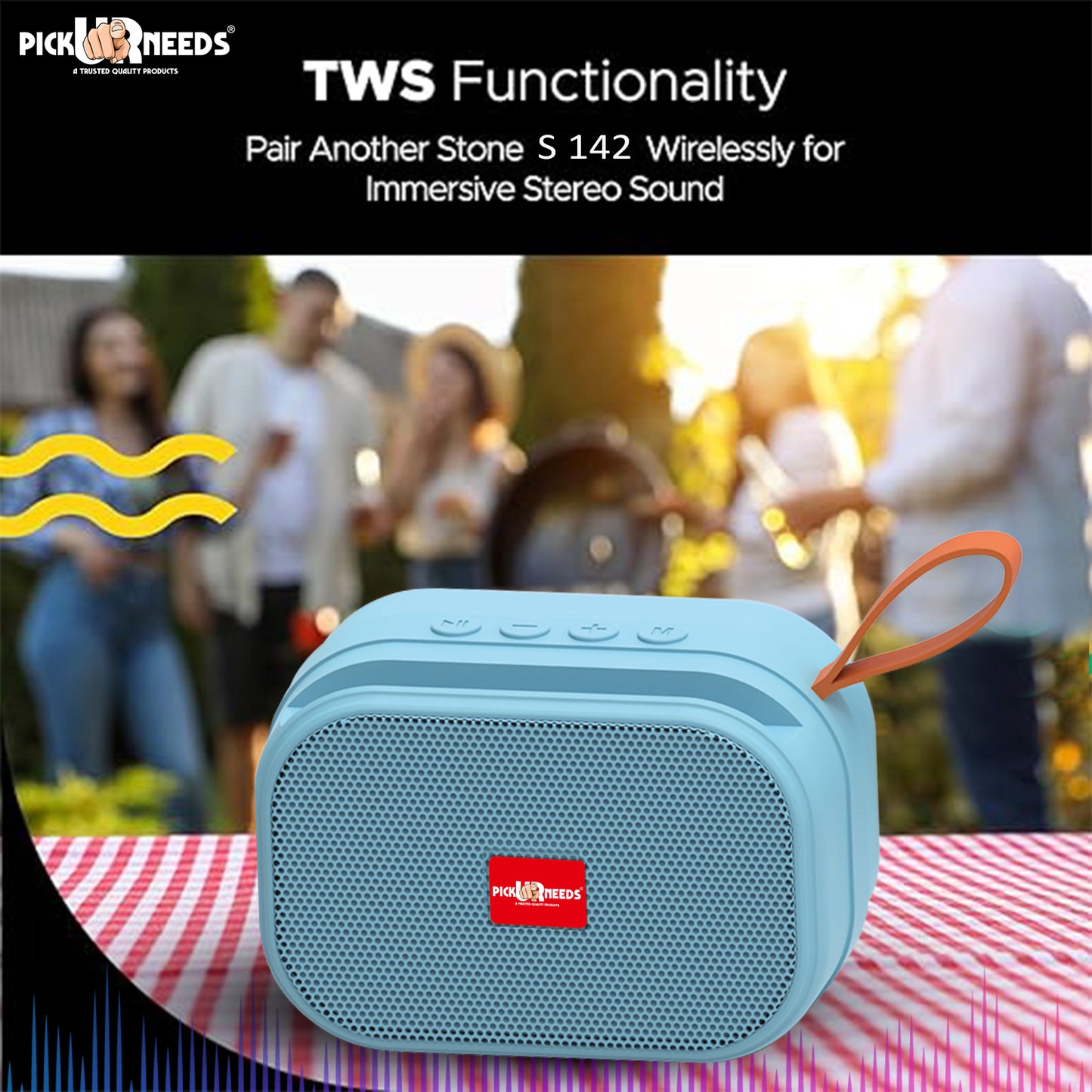Pick Ur Needs Wireless 2 Side Loud Speaker With USB / TF Card Support 5 W Bluetooth Speaker (Blue, 5.0 Channel)