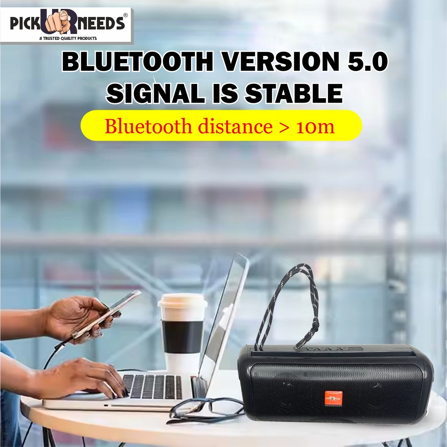 Pick Ur Needs Rechargable Portable Wireless 10W Bluetooth Speaker with 2 Soundbar &USB Support 10 W Bluetooth Soundbar (Black, 5.2.4 Channel)