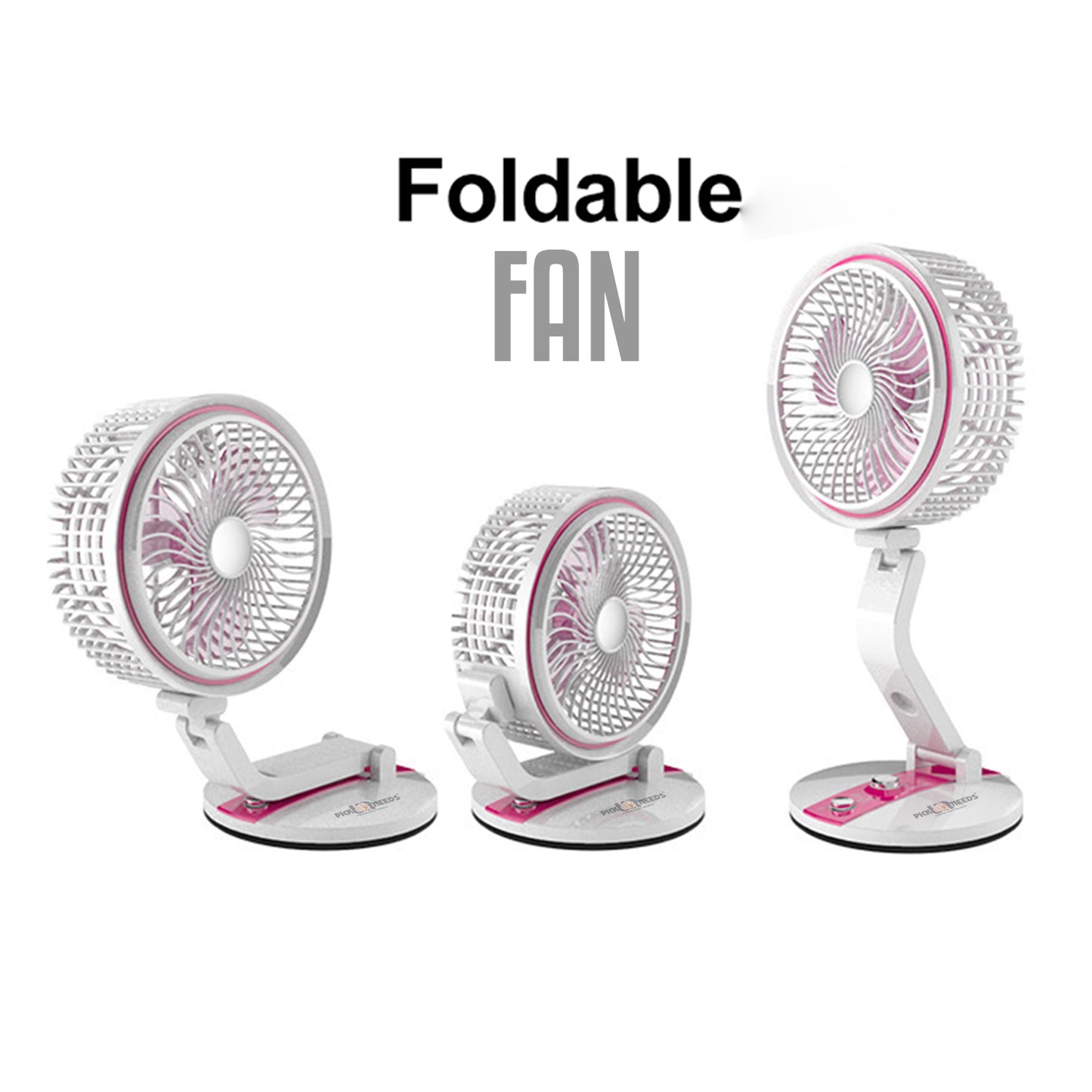 Pick Ur Needs Rechargeable Tabletop Personal Mini USB Rechargeable Desk Fan with LED Light, Camping Fan for Home Office