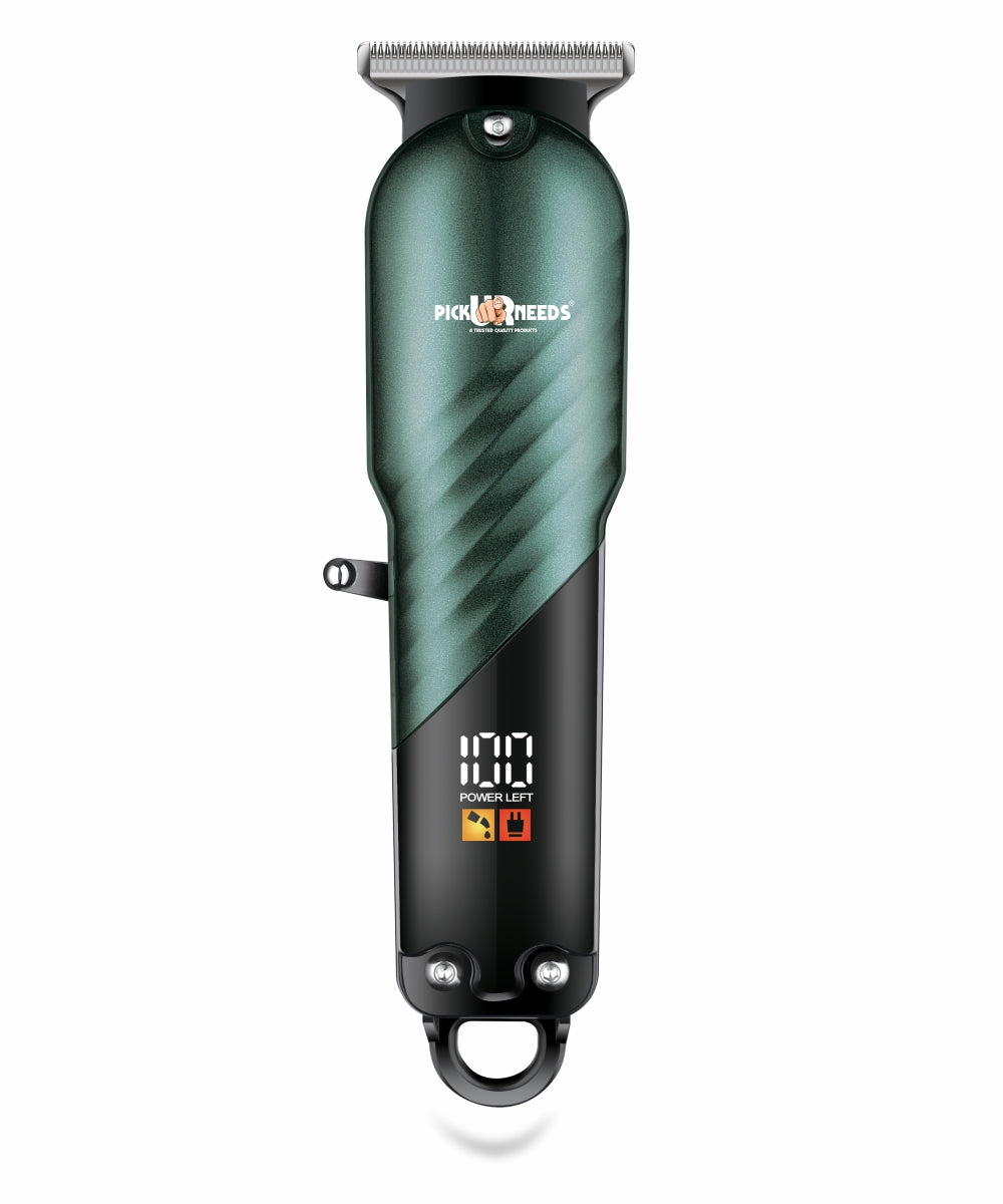Pick Ur Needs High Performence Professional Hair Clipper / Shaver 4 In 1 Blades LED Display Trimmer 60 min Runtime 4 Length Settings (Green)