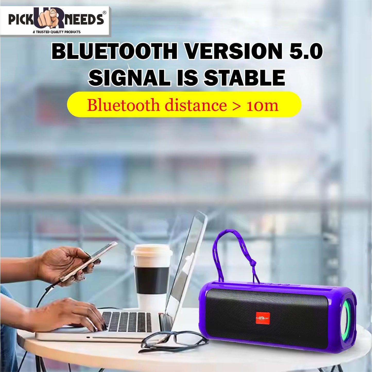 Pick Ur Needs Rechargable Portable Wireless 10W Bluetooth Speaker with 2 Soundbar &USB Support 10 W Bluetooth Soundbar (Black, 5.2.4 Channel)