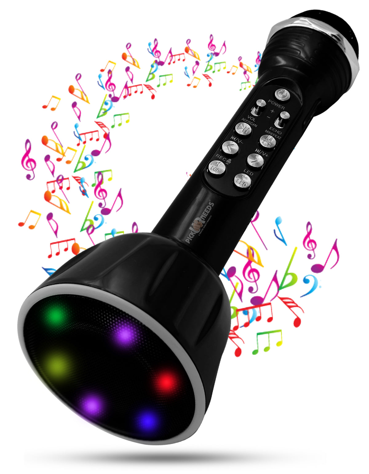 Pick Ur Needs Superier Quality With LED Wireless Bluetooth Microphone Connection Player Speaker 2-in1 With Recording + USB+FM Microphone (Pink)