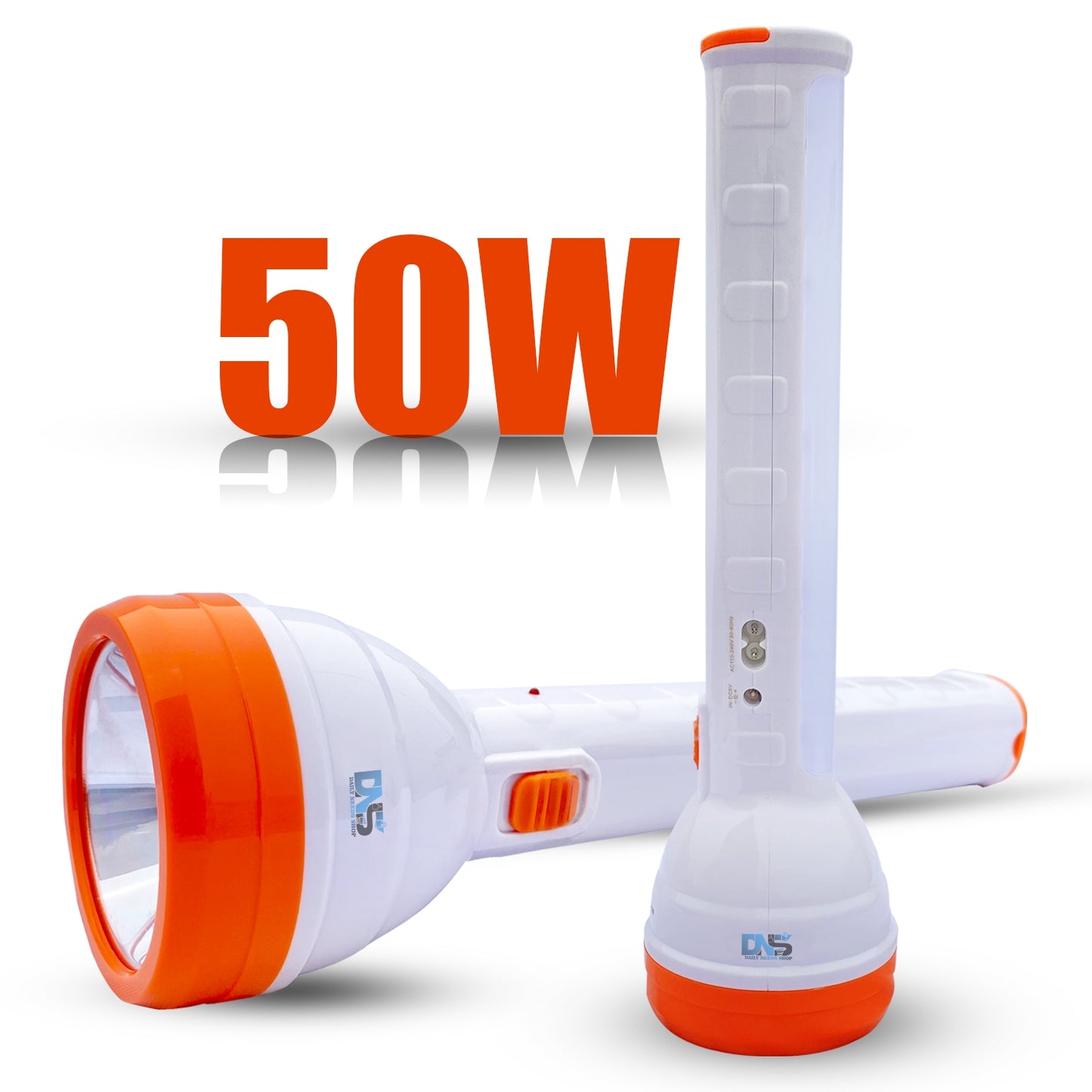 Pick Ur Needs LED Rechargeable 2 In 1 Home Emergency 50W+Long Tube Search Torch Light With 8 hrs Torch Emergency Light (Grey)