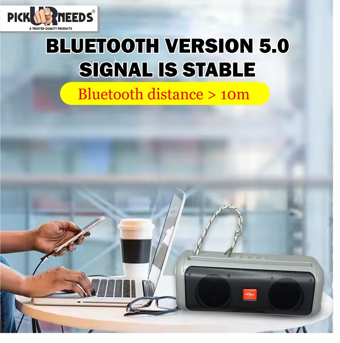 Pick Ur Needs Rechargable Portable Wireless 10W Bluetooth Speaker with 2 Soundbar &USB Support 10 W Bluetooth Soundbar (Black, 5.2.4 Channel)