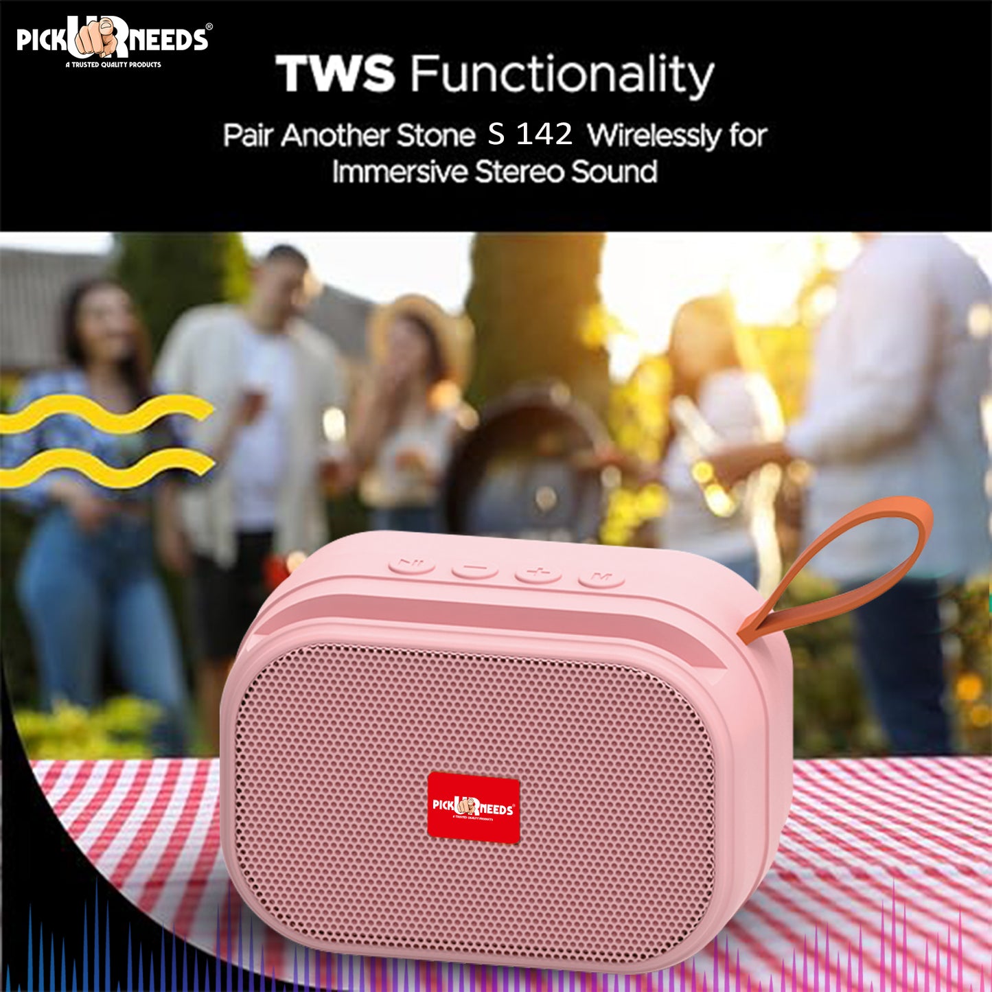 Pick Ur Needs Wireless 2 Side Loud Speaker With USB / TF Card Support 5 W Bluetooth Speaker (Blue, 5.0 Channel)