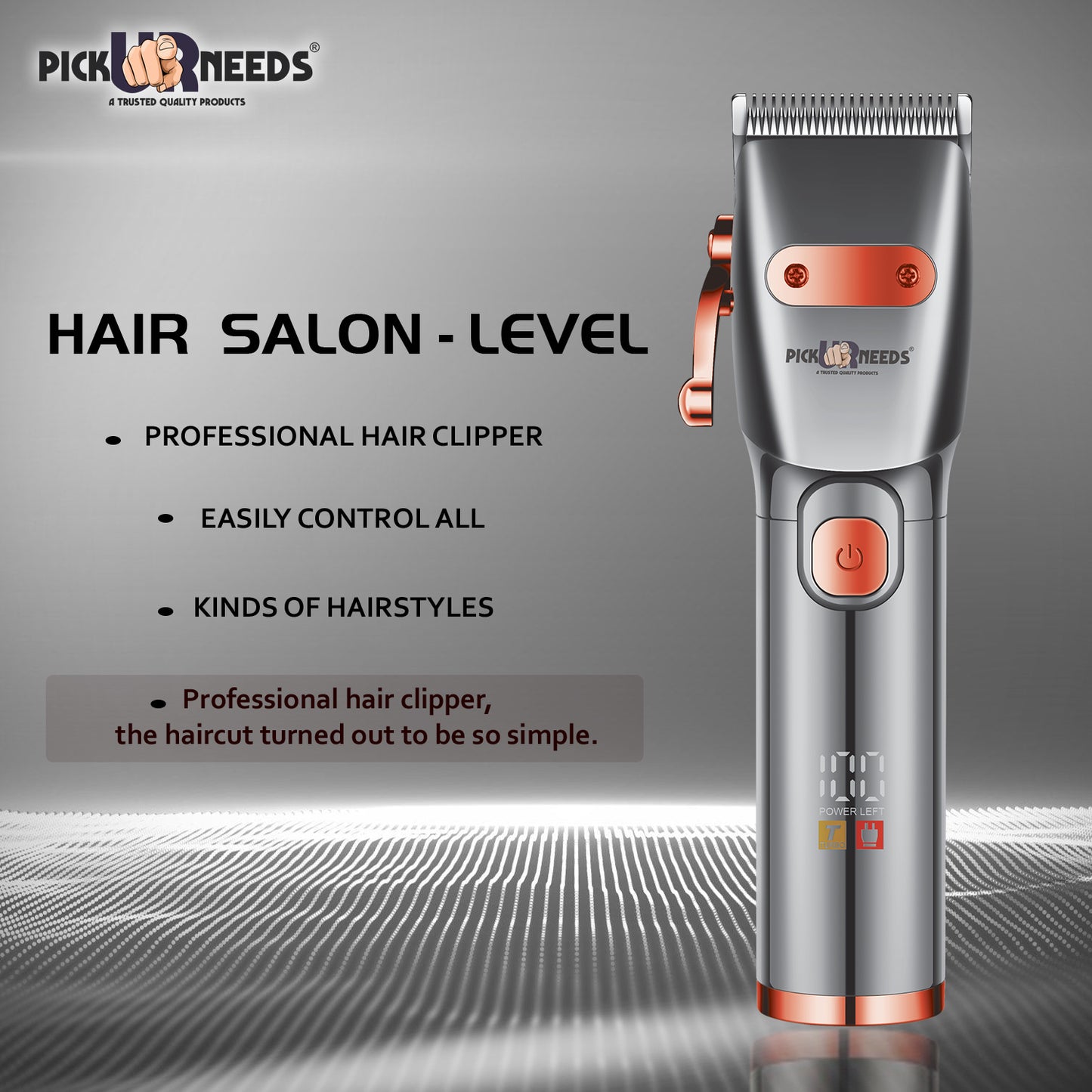 Professional Pick Ur Needs Hair Clipper / Shaver / Trimmer For Men Metal Body With LED Display Shaver For Men (Red)