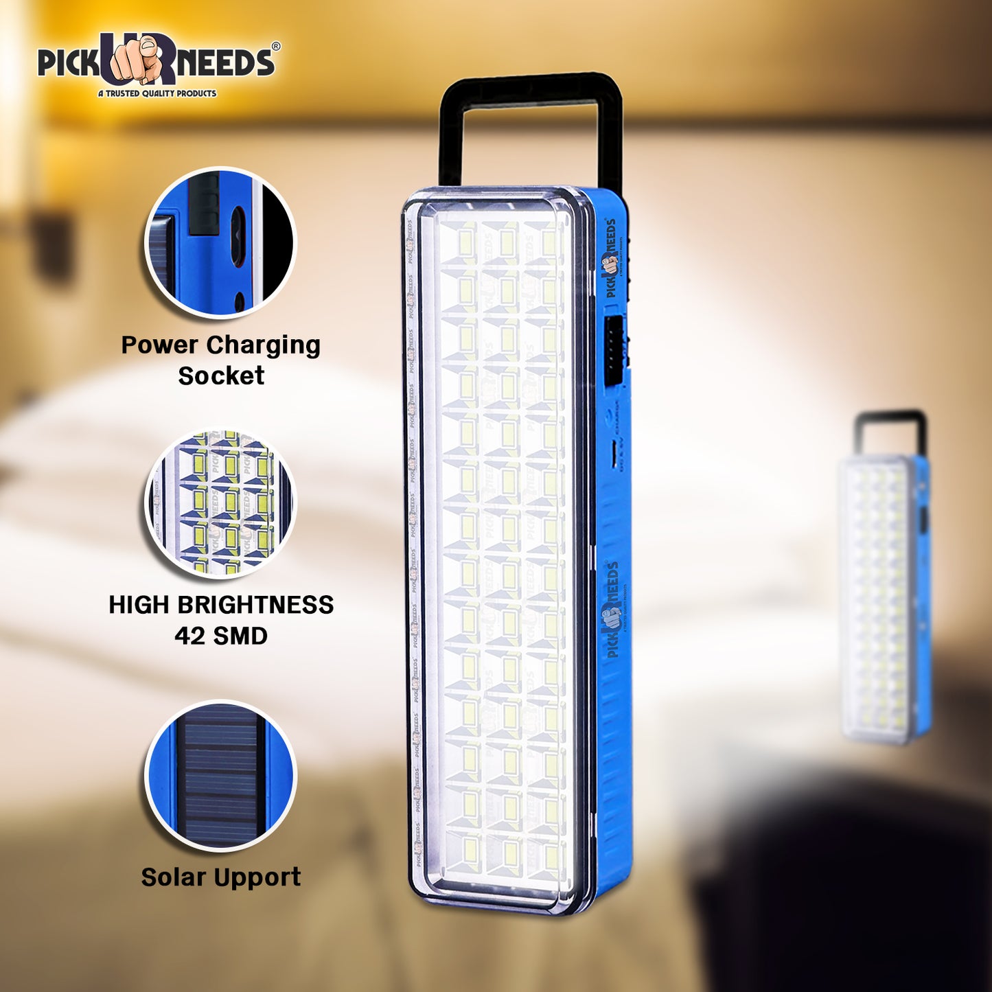 Pick Ur Needs Rechargeable 42 LED Mini Light With InBuilt Solar Panel Emergency Lantern Light