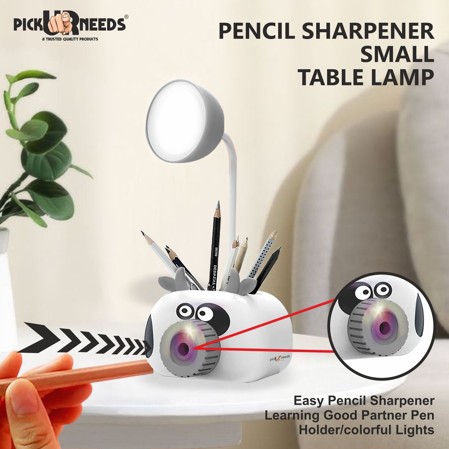 Pick UrNeeds Mini Study Table LED Desk Lamp Pen Holder Pencil Sharpening USB Charging