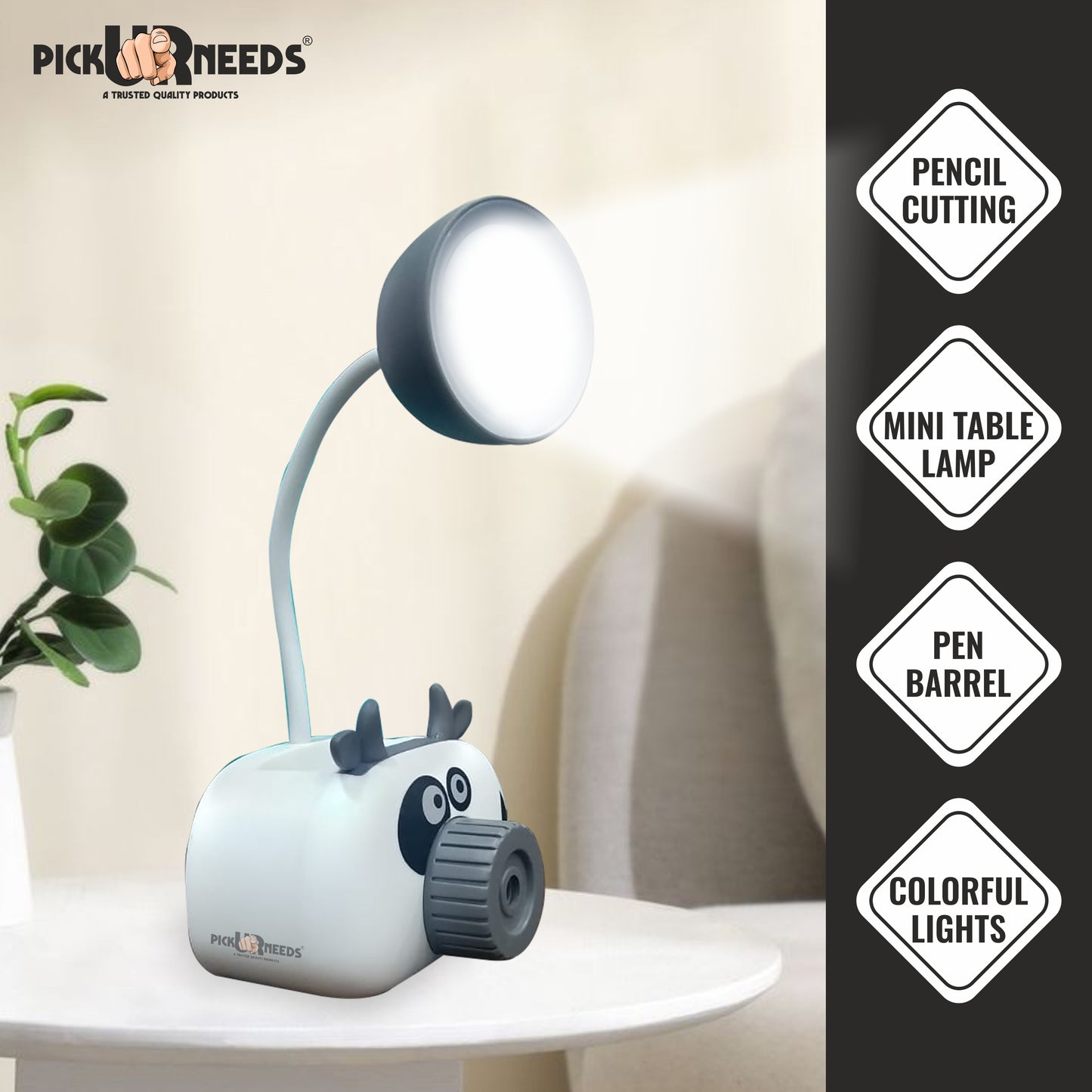 Pick UrNeeds Mini Study Table LED Desk Lamp Pen Holder Pencil Sharpening USB Charging
