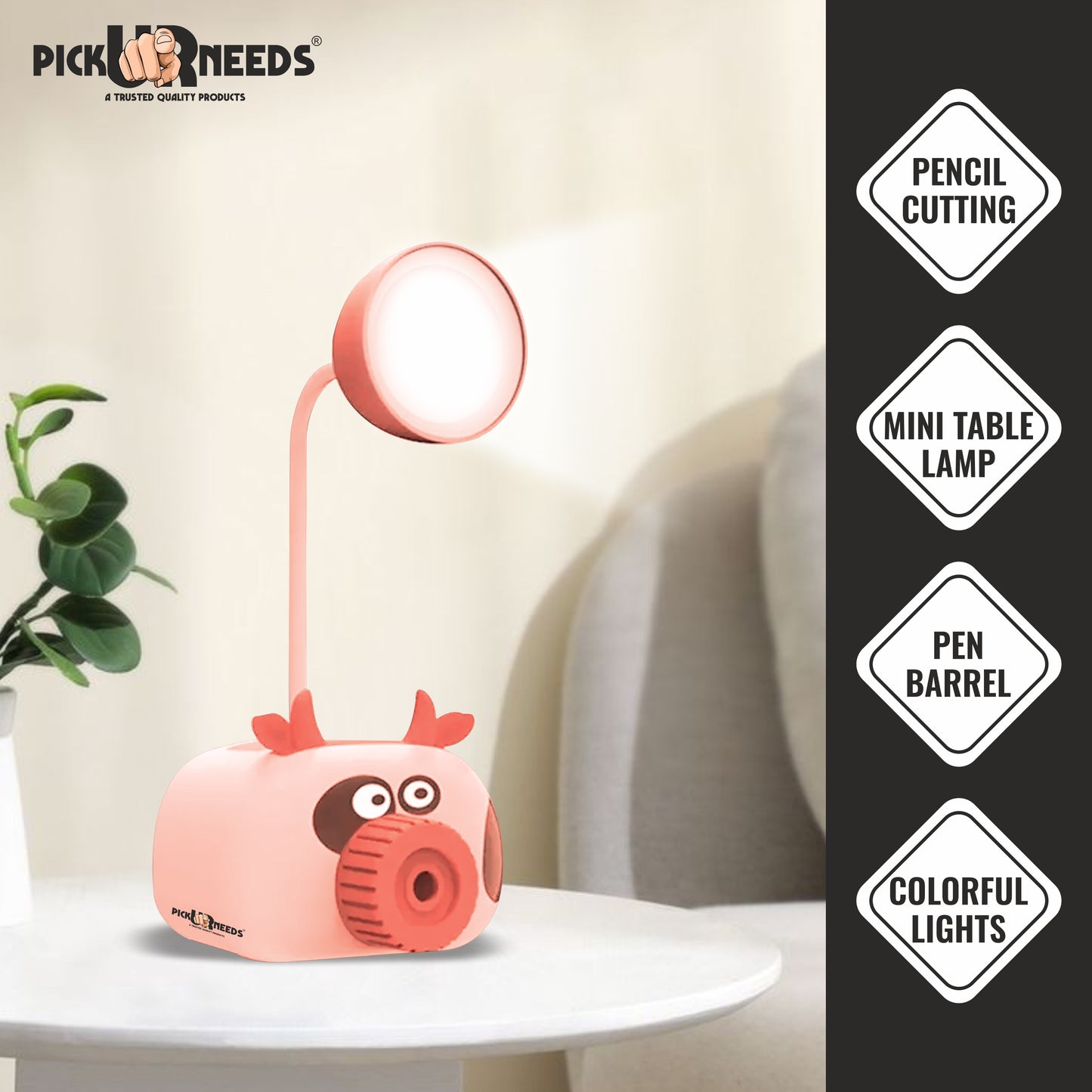 Pick UrNeeds Mini Study Table LED Desk Lamp Pen Holder Pencil Sharpening USB Charging